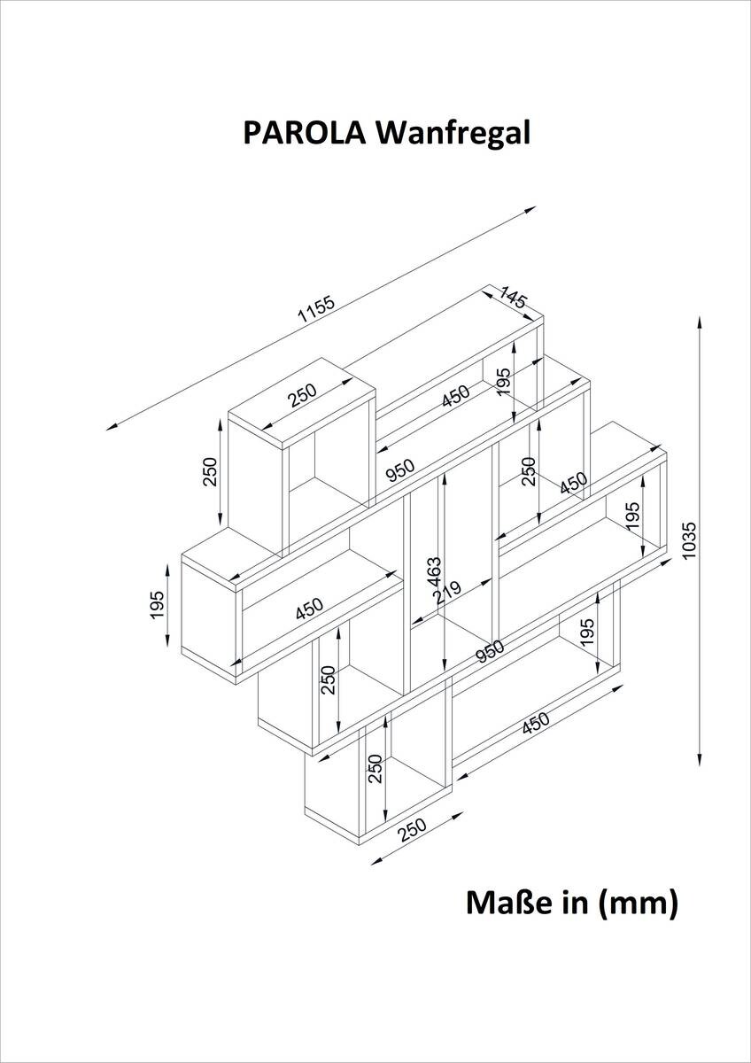 Wandregal Parola weiß B/H/T: ca. 115x103x15 cm