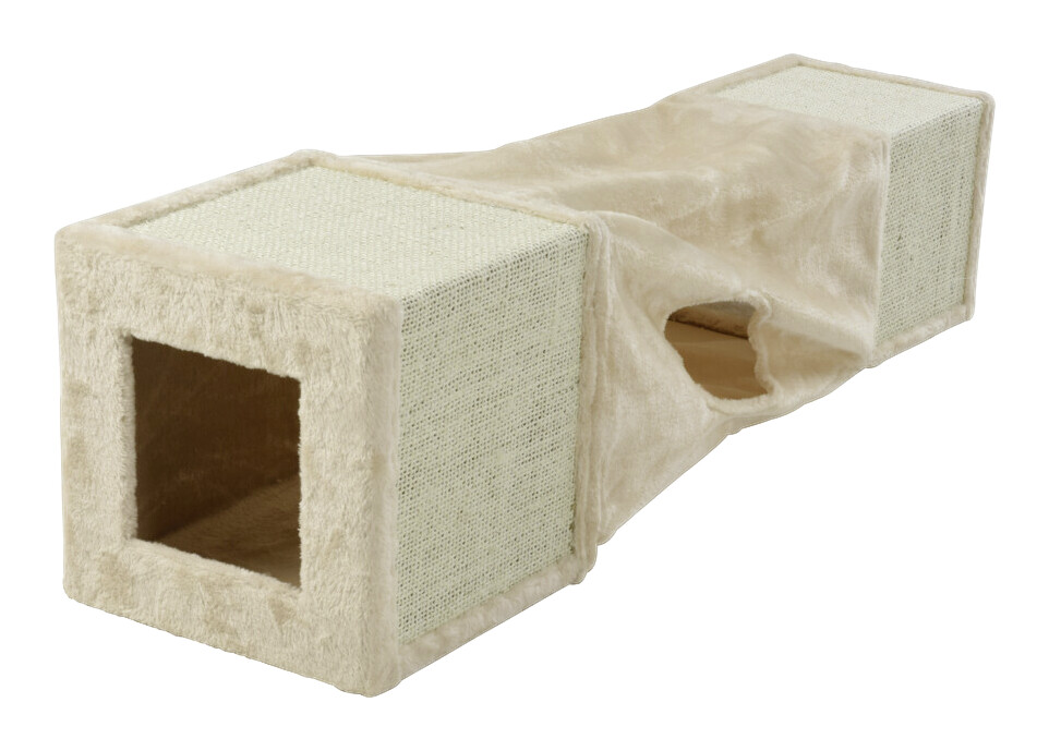Katzenkratztunnel beige Stoff B/H/L: ca. 10,6x29x29 cm