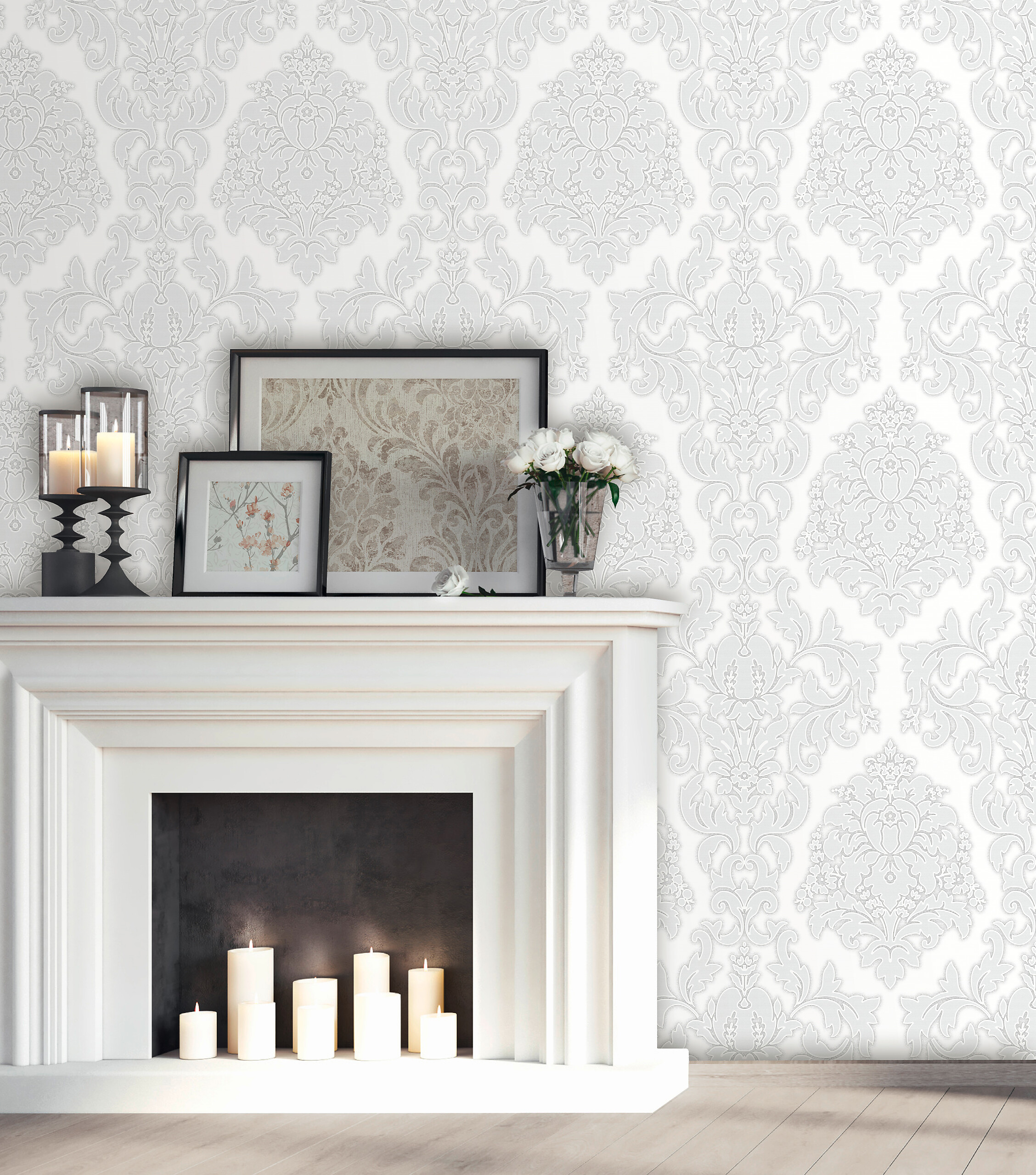 UGEPA Vinyltapete Ornament Silbergrau B/L: ca. 53x1005 cm