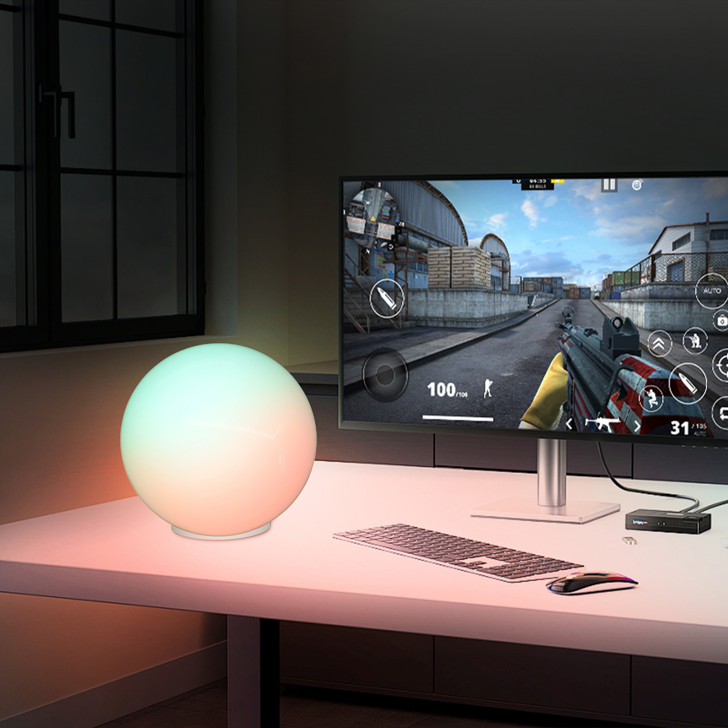 Nolo Gaming-RGB-Leuchte DISC B/H/L: ca. 10,6x17,5x16,4 cm