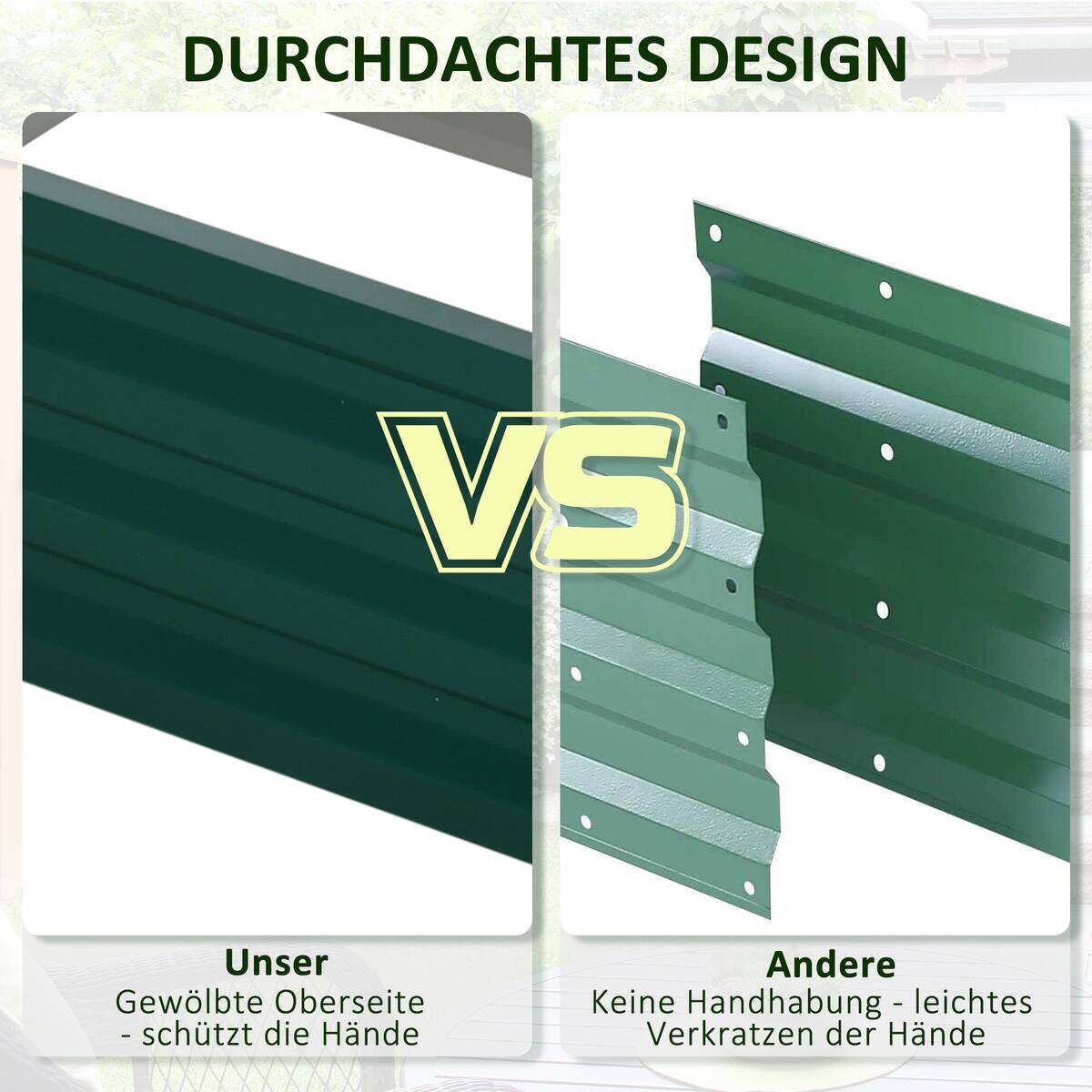 Outsunny Hochbeet grün Edelstahl B/H/L: ca. 60x120x30,5 cm