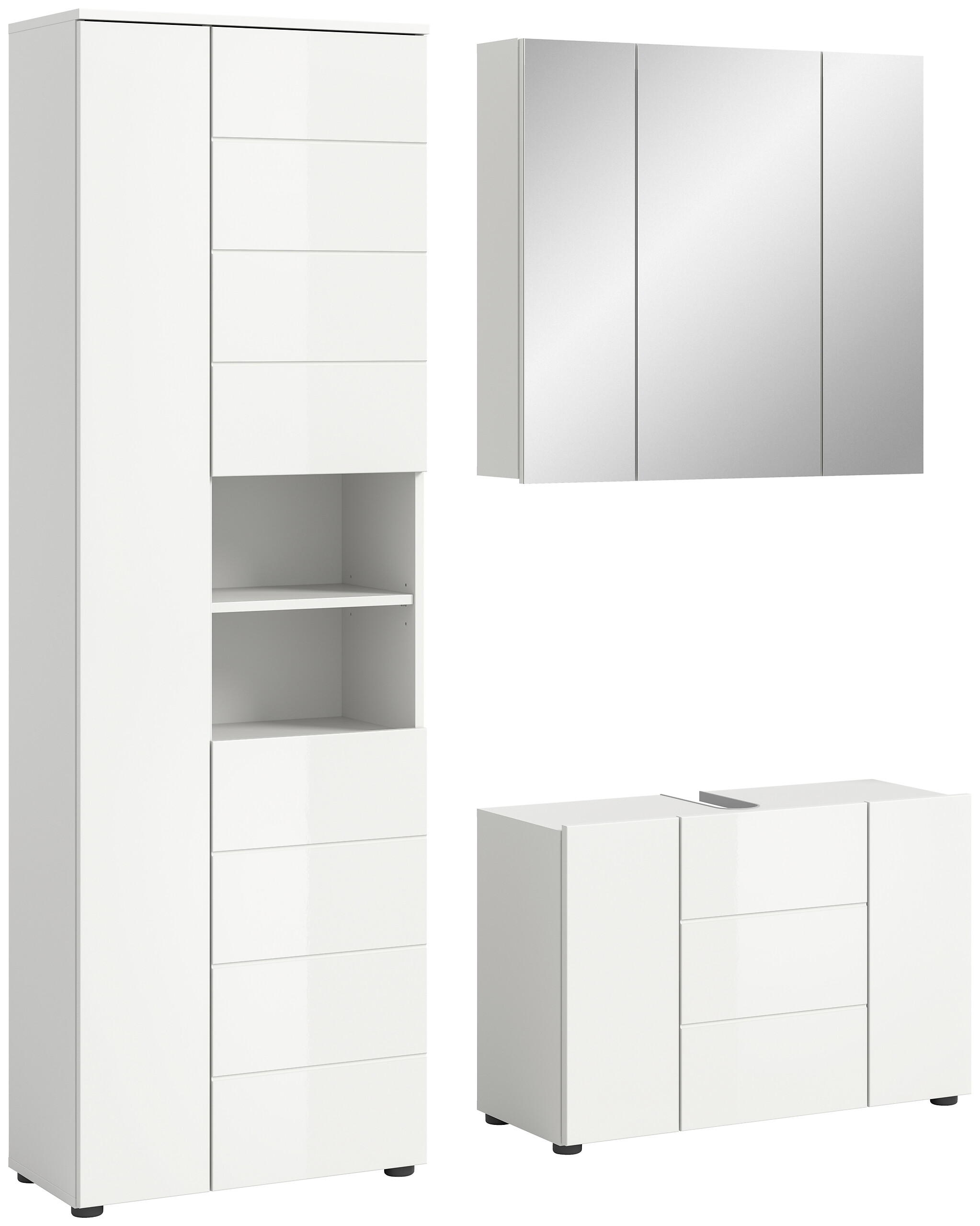 Badezimmer-Set VIRA weiß weiß Hochglanz B/H/T: ca. 157x190x34 cm