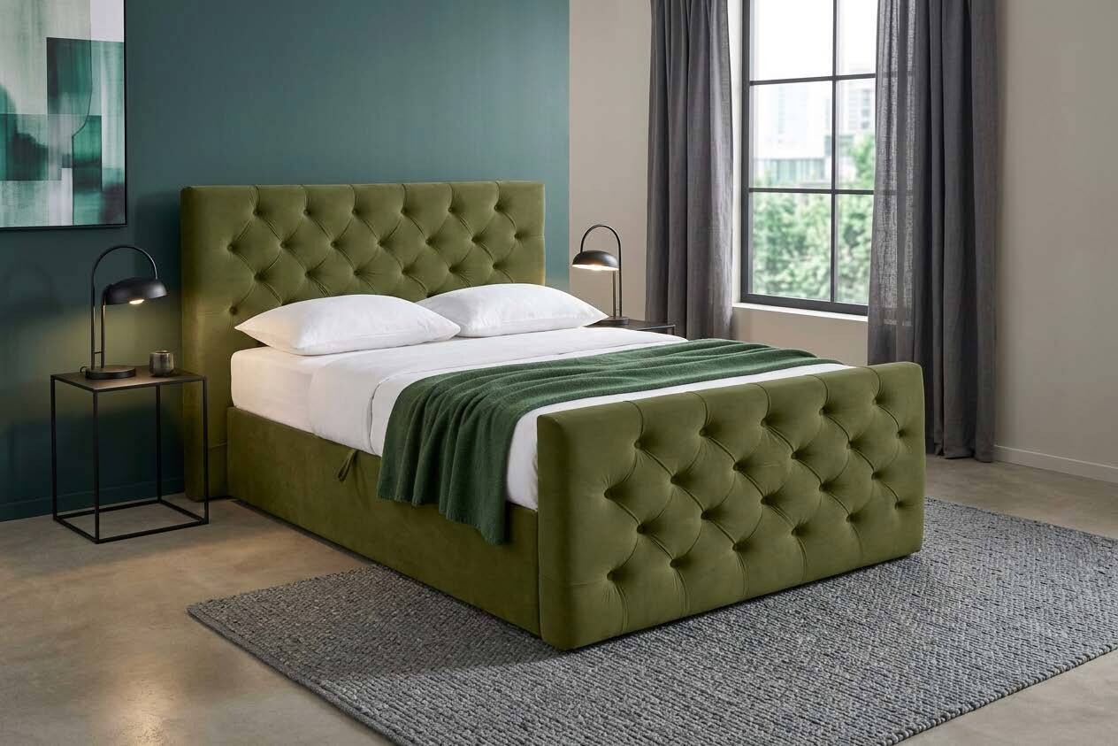 Boxbett Glow olive B/H/T: ca. 140x110x224 cm