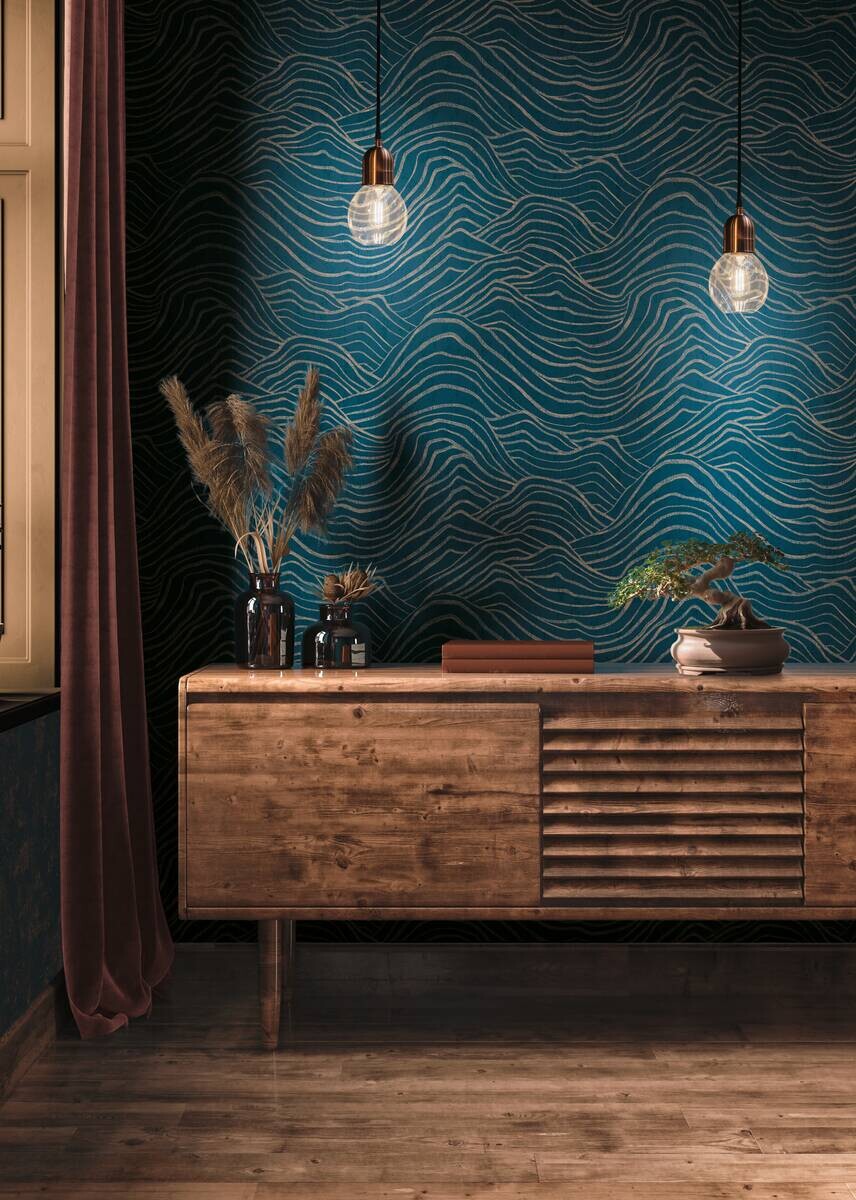 A.S.Creation Vliestapete dunkelblau gold B/H/D: ca. 53x1005x8,4 cm