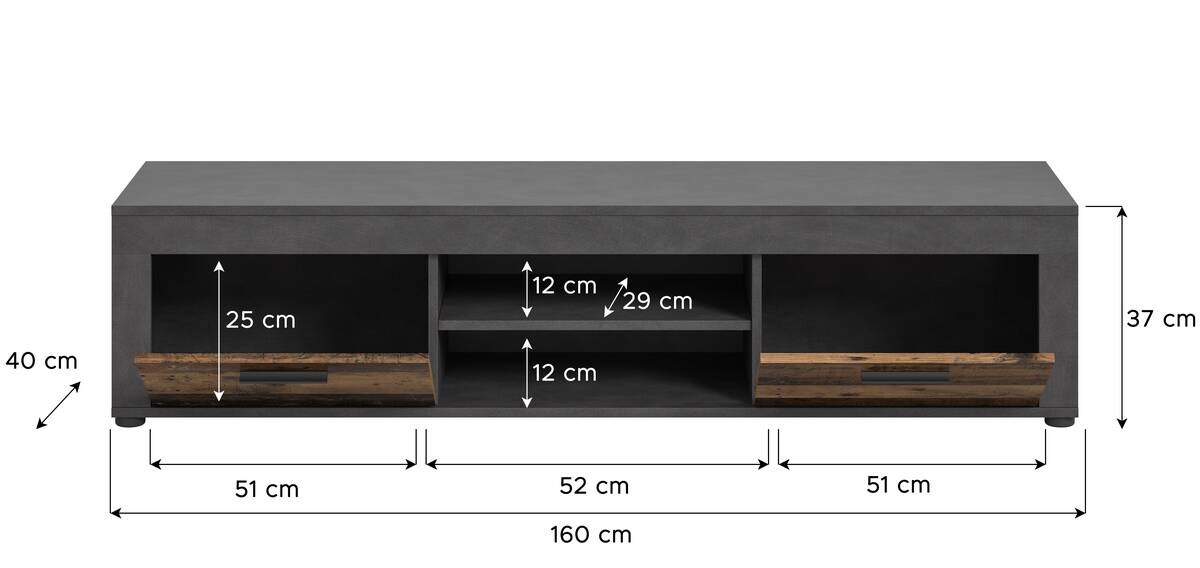 Lowboard Jam Matera Nachbildung Old Wood Nachbildung B/H/T: ca. 37x160x40 cm