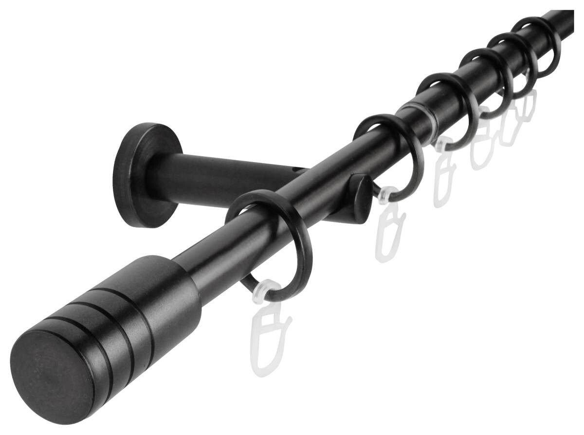 Gardinenstange schwarz Aluminium ausziehbar von ca. 160 bis 280 cm 1.0 Läufe