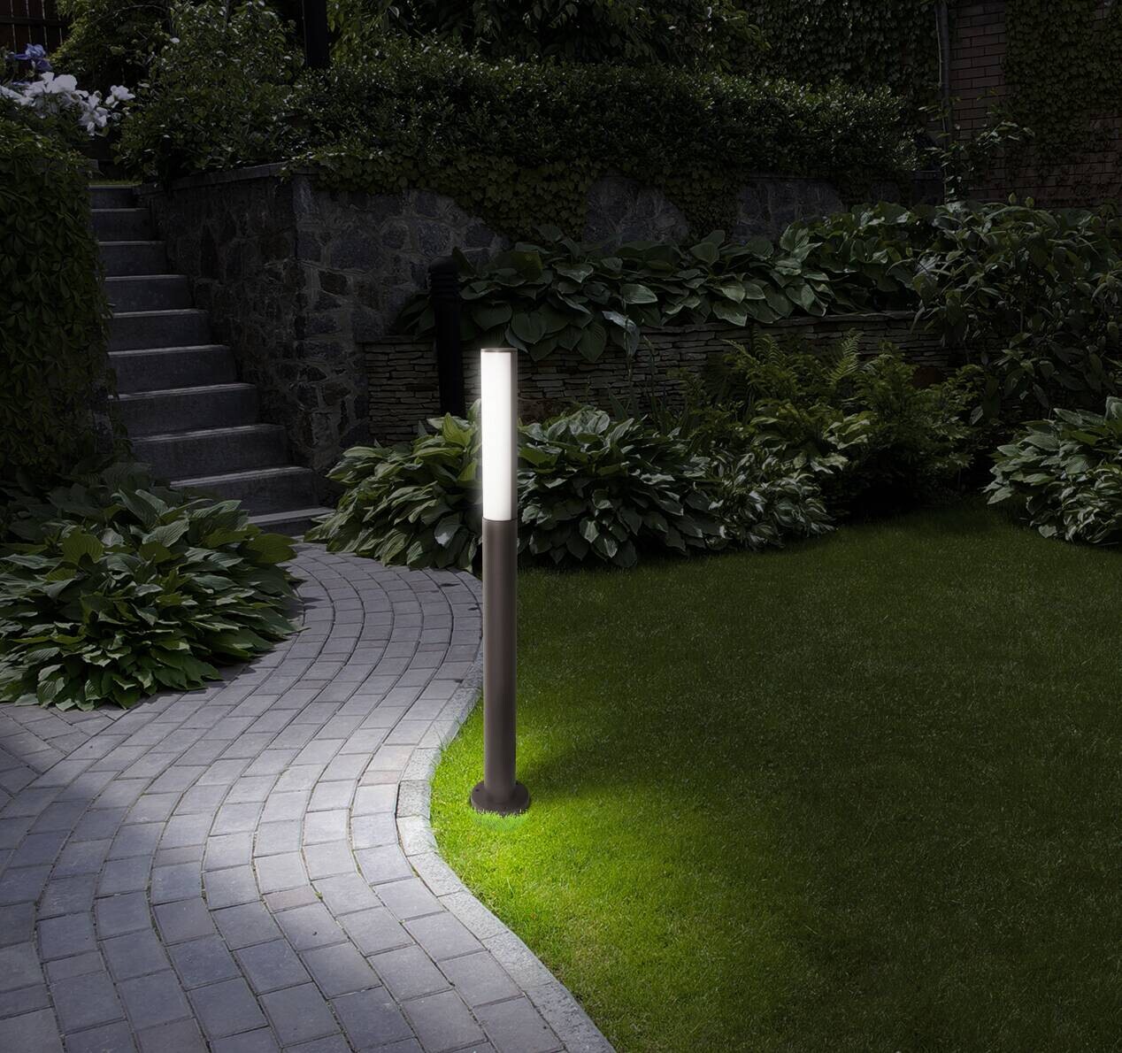 Näve Leuchten LED-Außensockelleuchte 2045497 schwarz Kunststoff Aluminium H/D: ca. 90x12 cm