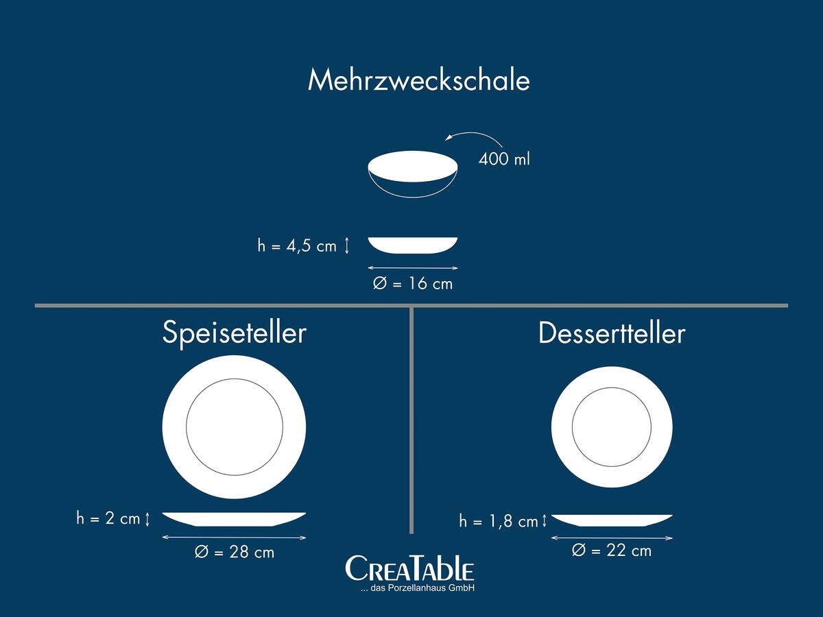 CreaTable Tafelservice Unico Toscania offwhite Steinzeug 12 tlg.