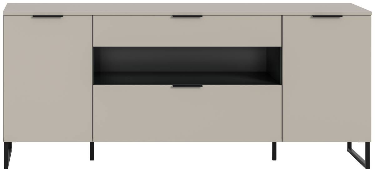 Sideboard Noida Kaschmirgrau Nachbildung schwarz B/H/T: ca. 80x185x41 cm