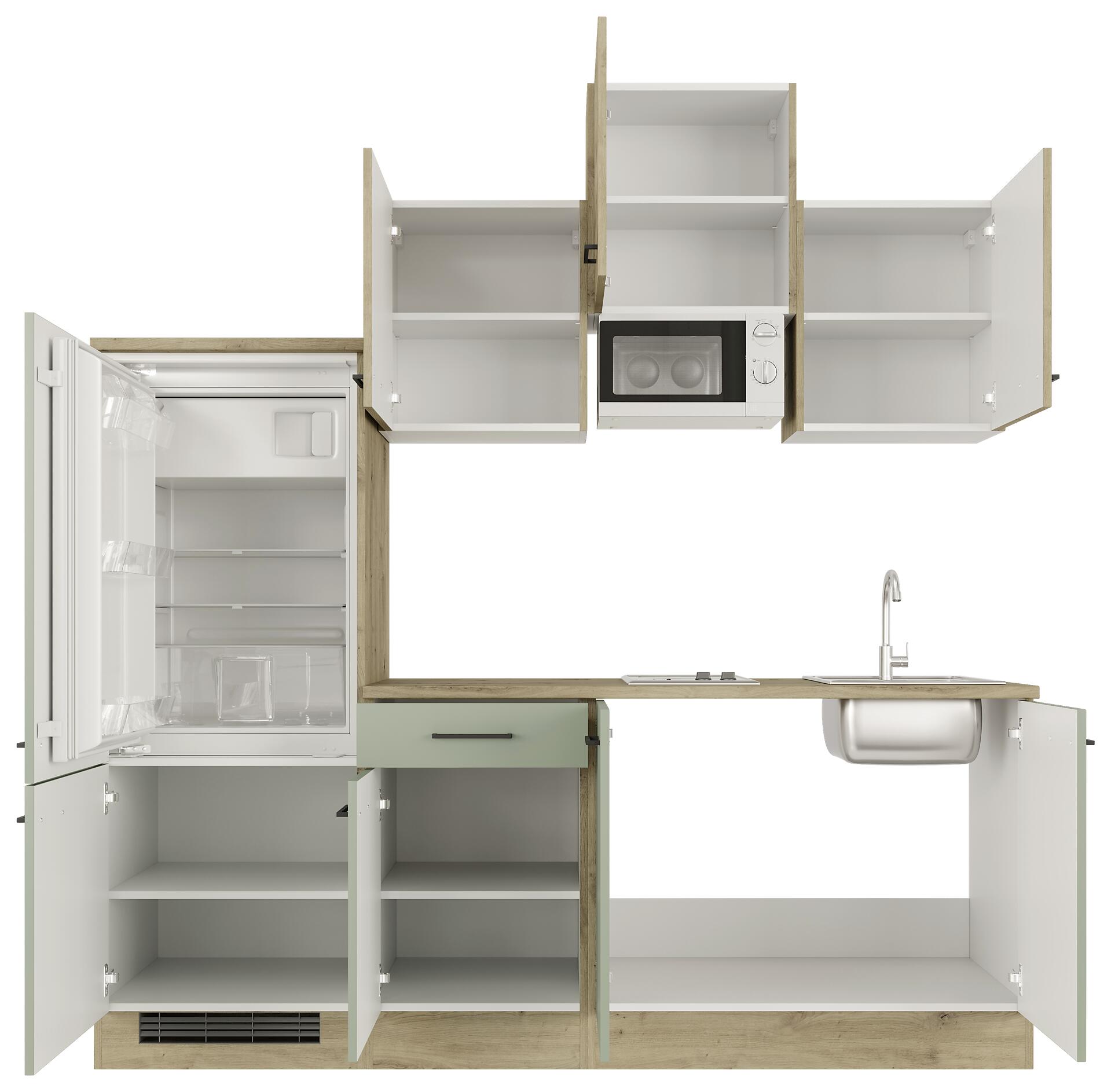 Küchenblock Cara grün matt B/H/T: ca. 210x226x60 cm