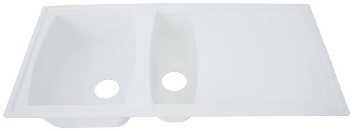 Respekta Einbauspüle Boston 100 x 50 W weiß Mineralite B/H/T: ca. 100x20x50 cm