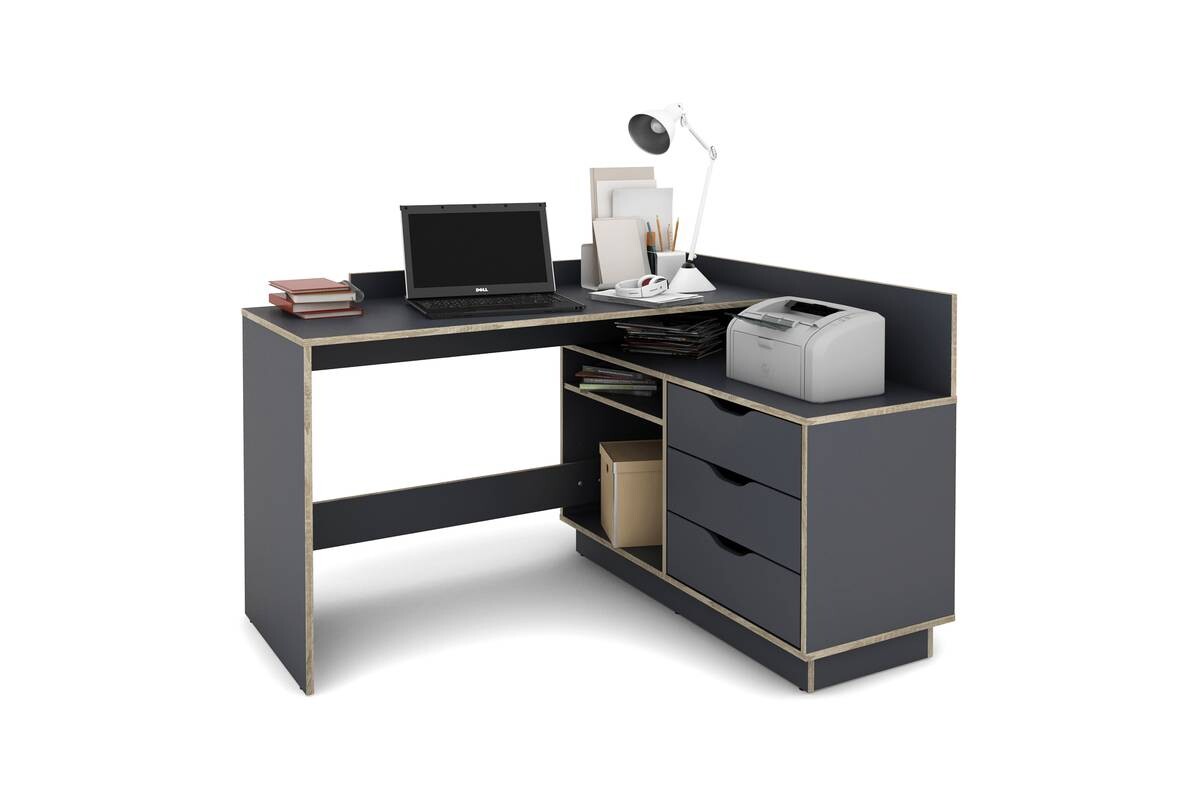 Winkelschreibtisch BELFAST anthrazit Eiche Optik B/H/T: ca. 129x83,5x105 cm