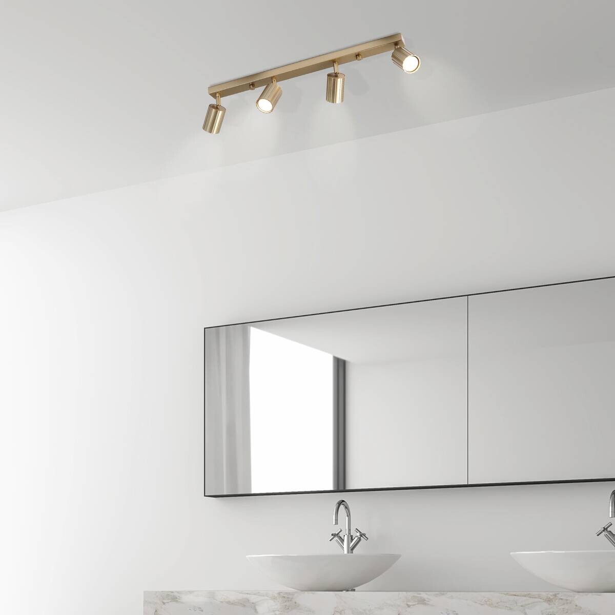 Lamkur Strahler Prisma gold Stahl B/H/L: ca. 6,5x16,5x81 cm 4 Brennstellen