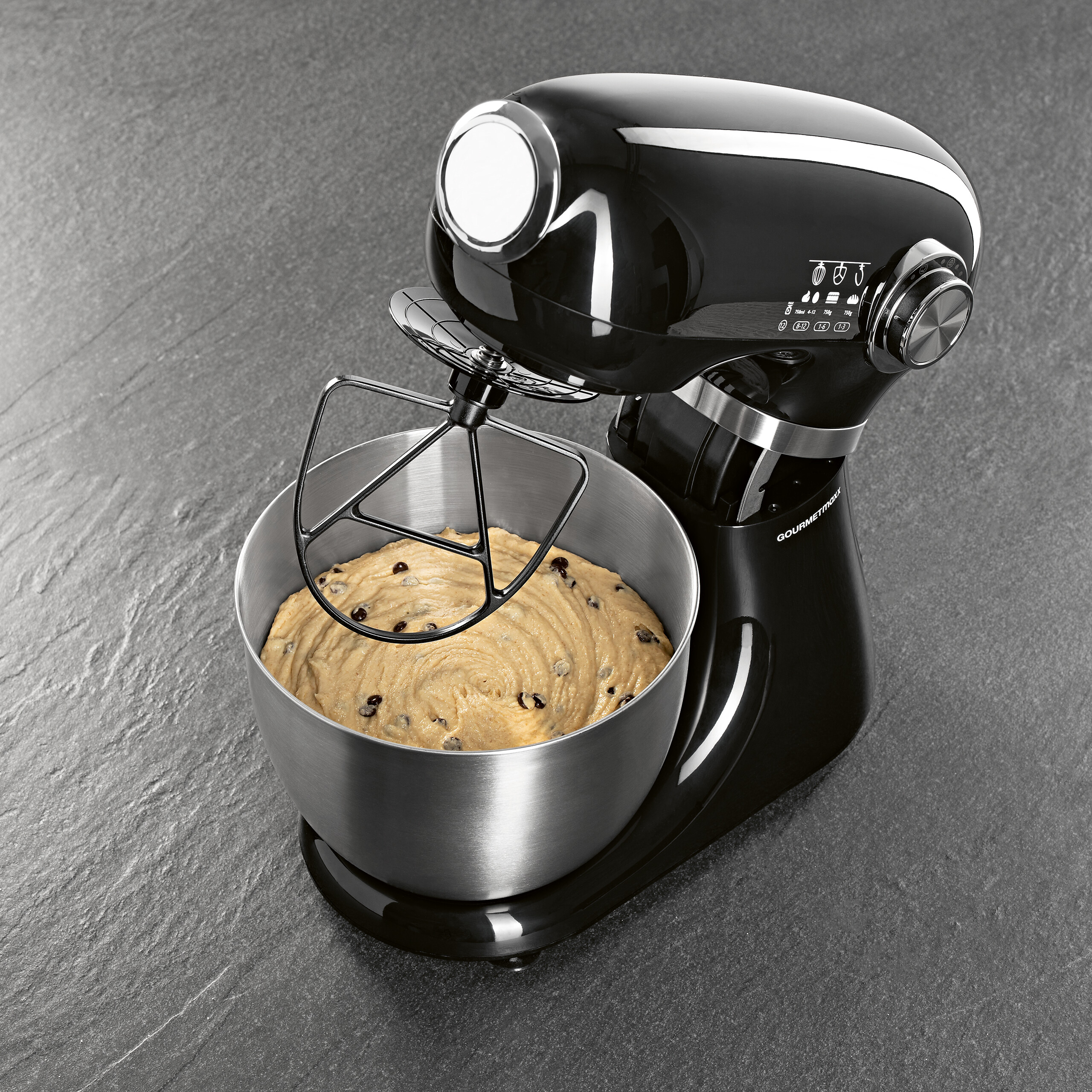 GOURMETmaxx Küchenmaschine schwarz Edelstahl B/H/L: ca. 26x38x41 cm GOURMETmaxx Küchenmaschine schwarz Edelstahl B/H/L: ca. 26x38x41 cm