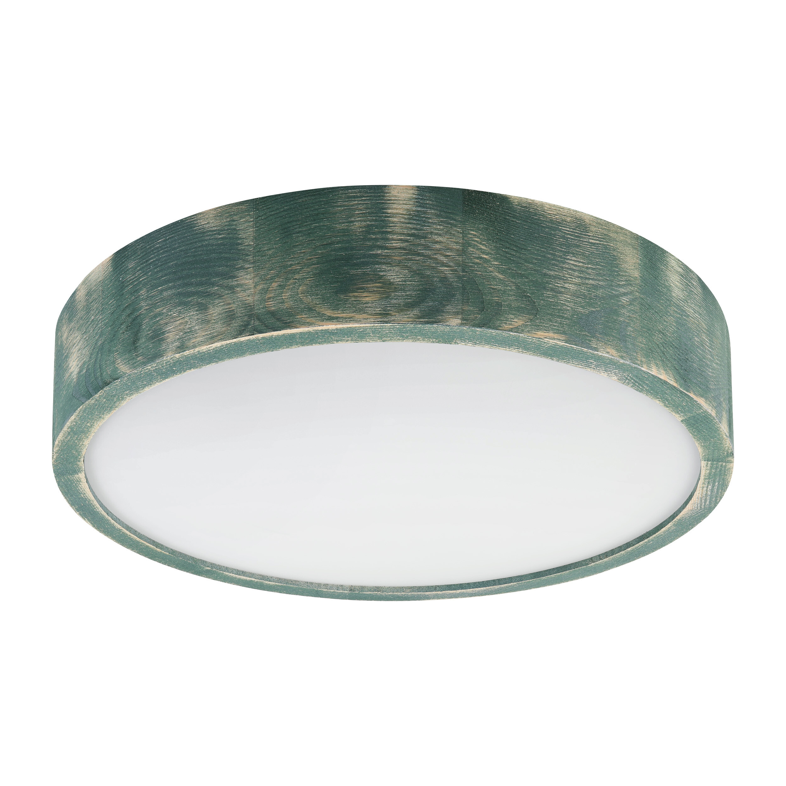 Lamkur Deckenleuchte grün hellbraun Holz Glas B/H/L: ca. 38x38x10 cm 2 Brennstellen