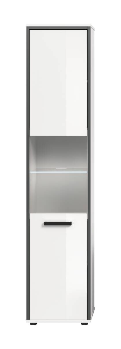 Midischrank KOJAK weiß Hochglanz anthrazit grau B/H/T: ca. 40x188x34 cm