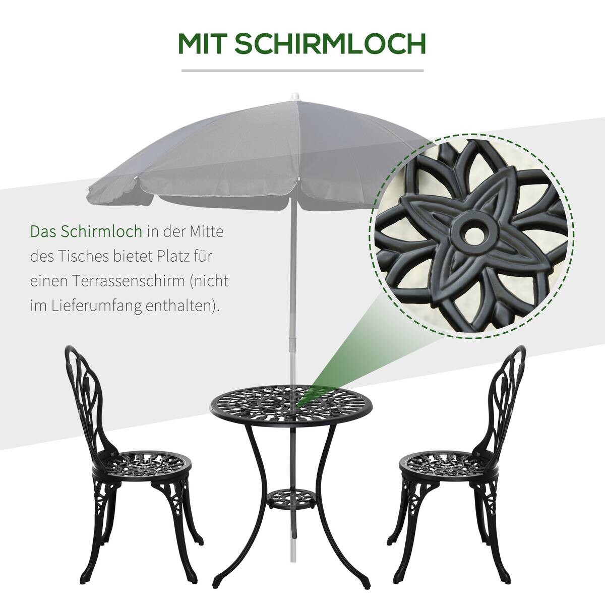 Outsunny Bistro-Set schwarz Aluminium B/H/L: ca. 60x67x60 cm