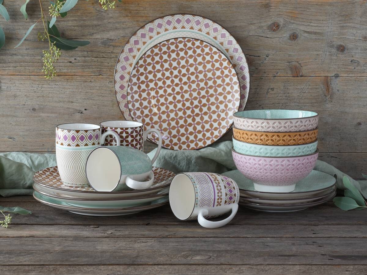 CreaTable Kombiservice Mandala multicolor Steinzeug 16 tlg.
