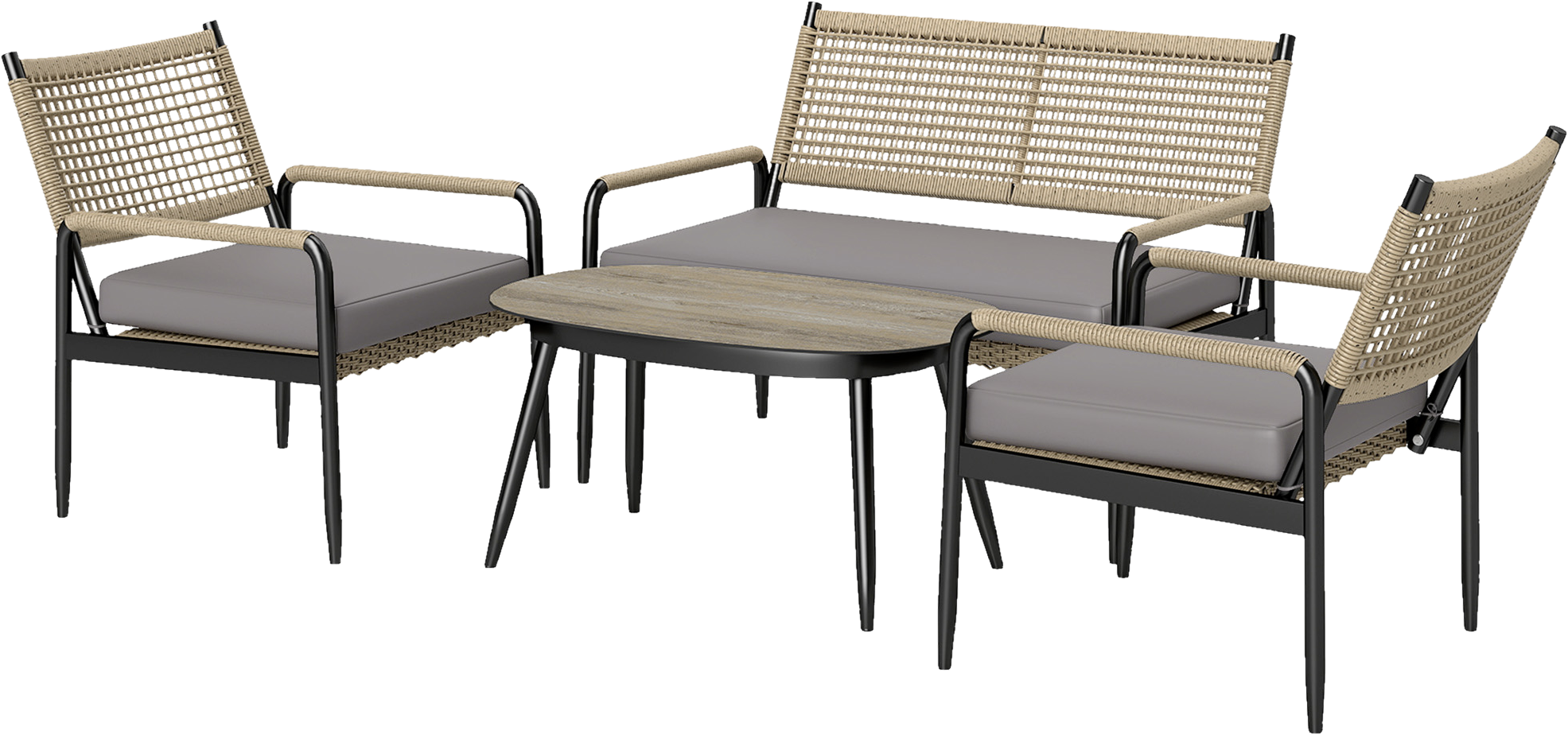 Outsunny Rattan Gartenmöbel-Set dunkelgrau Polyethylen B/H/L: ca. 64x82x112 cm