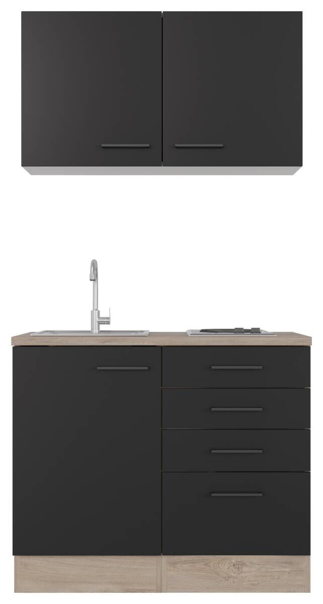 Küchenblock Capri schwarz matt B/H/T: ca. 100x200x60 cm