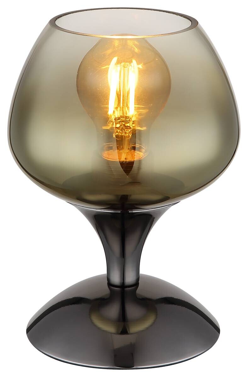 GLOBO Tischleuchte schwarz Chrom gold Glas Textil Metall H/D: ca. 20,5x15 cm E27 1 Brennstellen