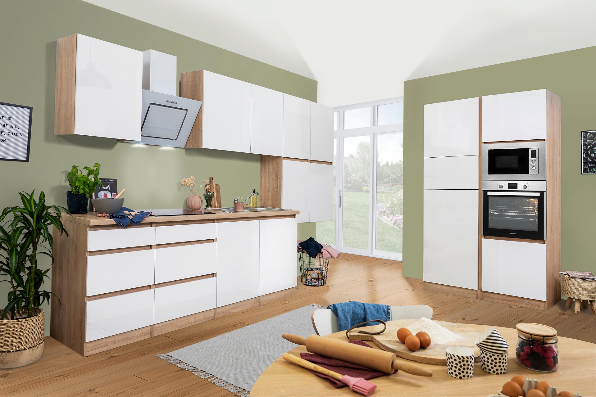 Respekta Küchenblock Premium weiß hochglänzend B/H/T: ca. 445x220,5x60 cm