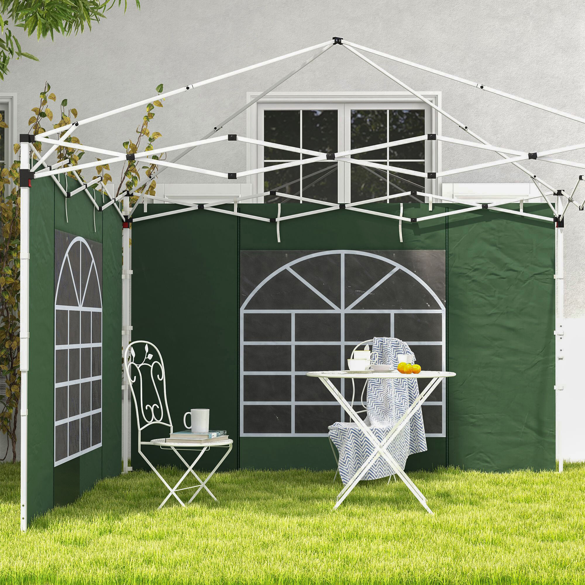 Outsunny Seitenteile für Pavillon grün Polyester B/H/L: ca. 295x195x0,01 cm
