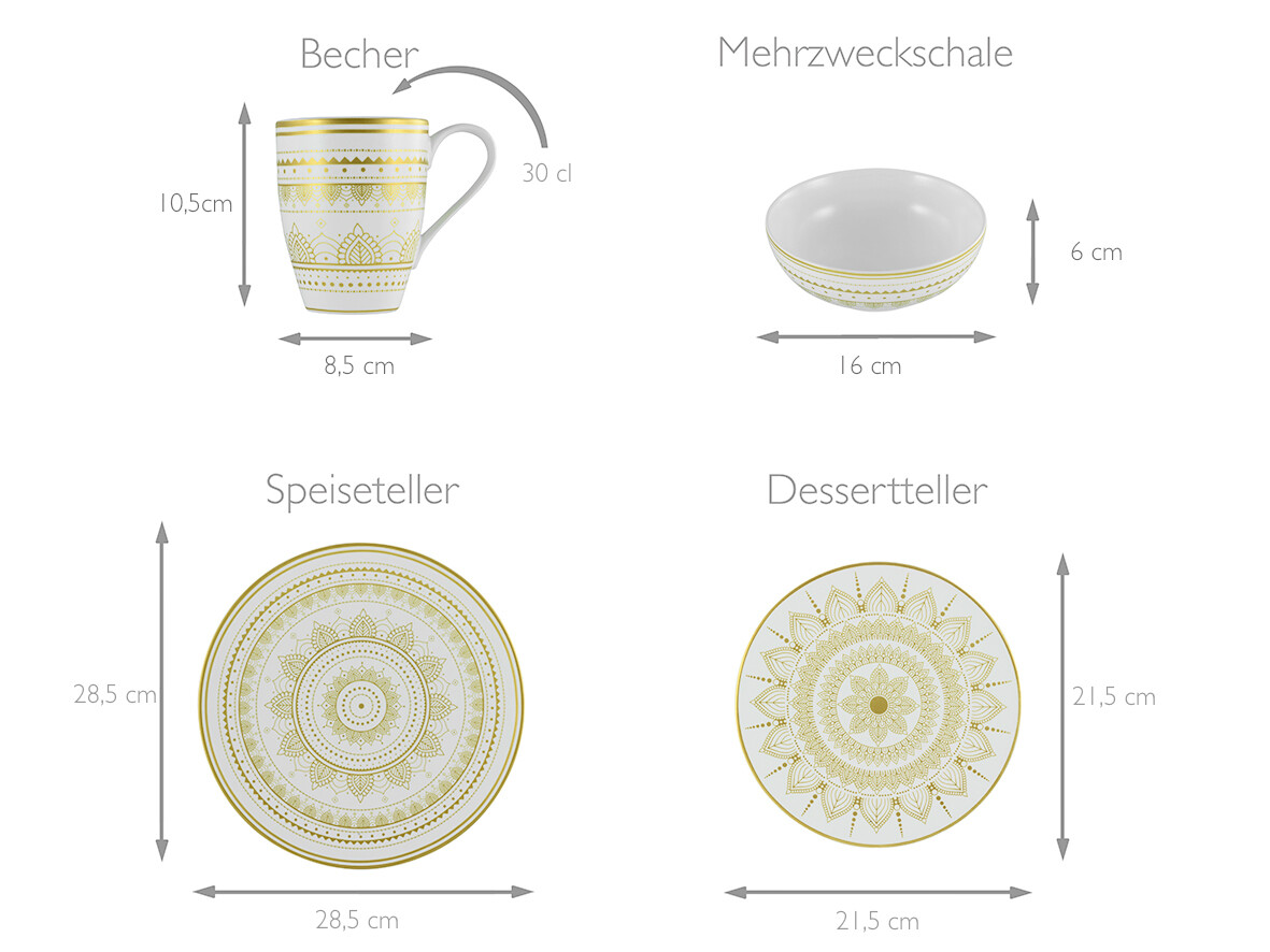 CreaTable Kombiservice Mandala weiß Keramik