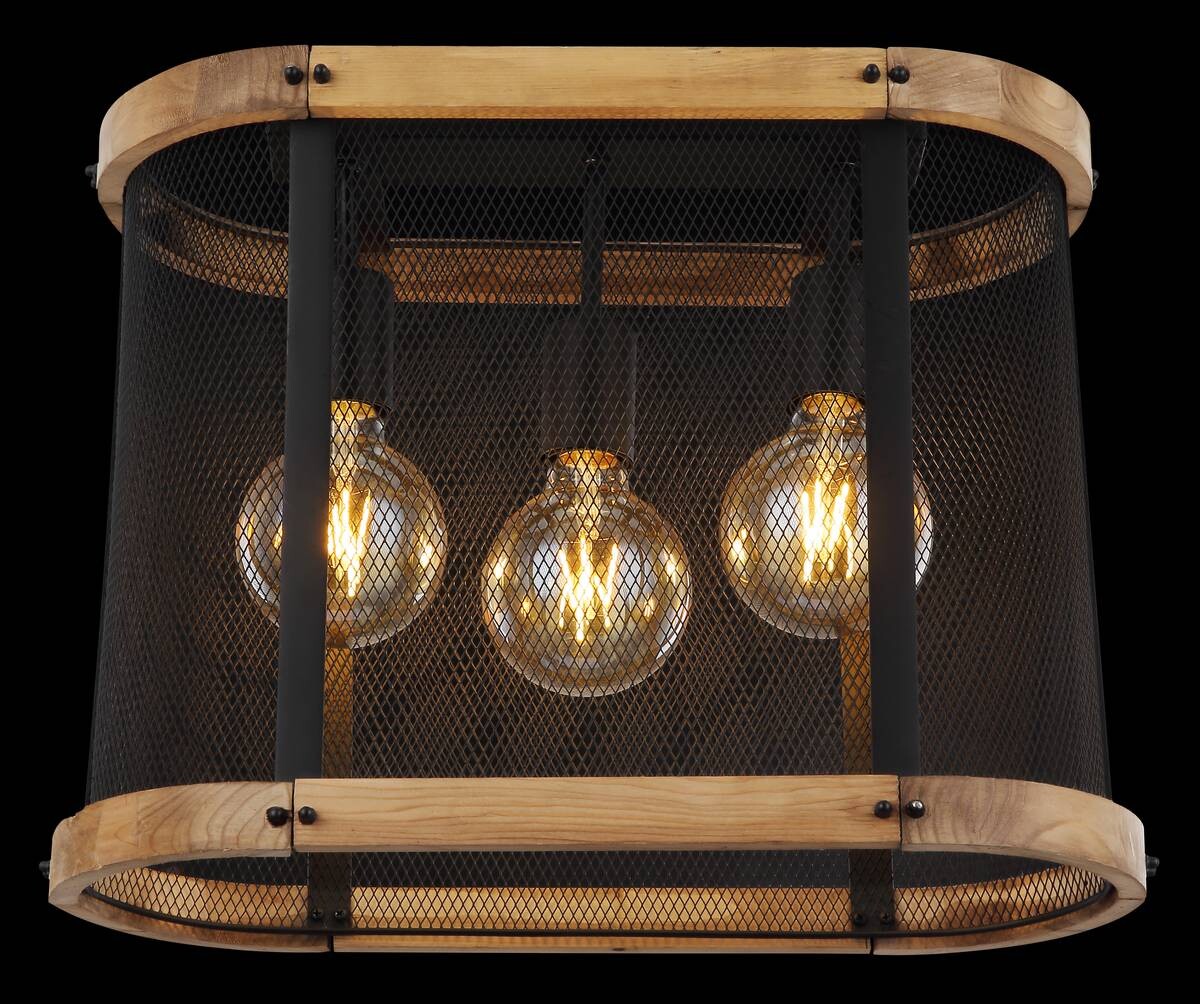 GLOBO Deckenleuchte 15661D Jeanie schwarz dunkelbraun Metall Holz B/H/T: ca. 45x38x20 cm E27 3 Brennstellen