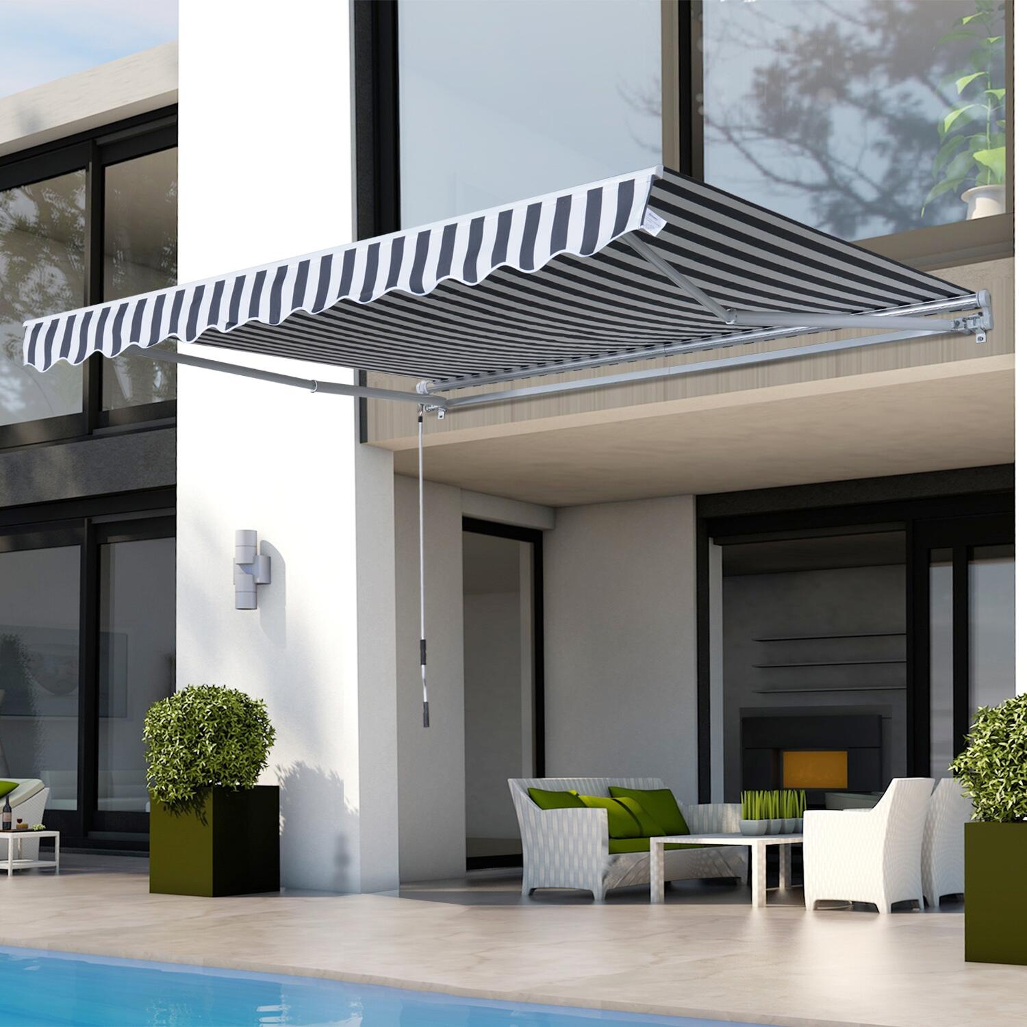 Outsunny Gelenkarmmarkise grau B/H/L: ca. 350x0,3x250 cm