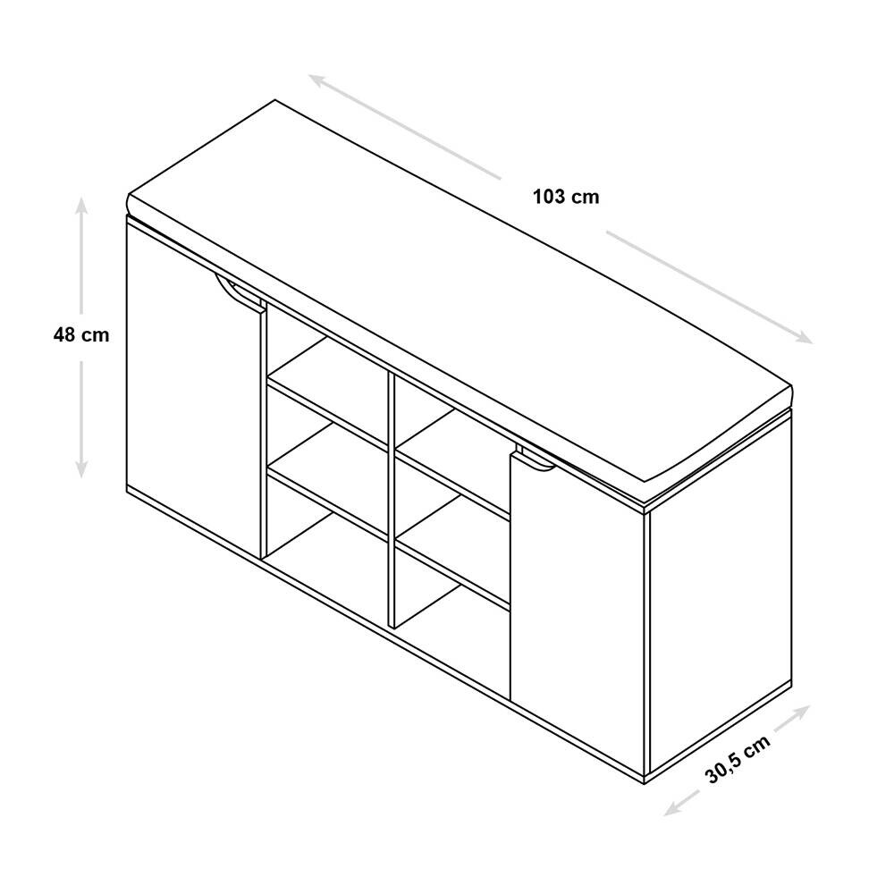 Kesper Schuhschrank mit Sitzkissen Eiche Spanplatte B/H/T: ca. 103x48x30,5 cm