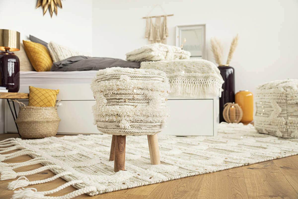 360 Living Hocker Bohist 400 creme khaki Baumwolle Baumwolle Holz H/D: ca. 50x38 cm 360 Living Hocker Bohist 400 creme khaki Baumwolle Baumwolle Holz H/D: ca. 50x38 cm