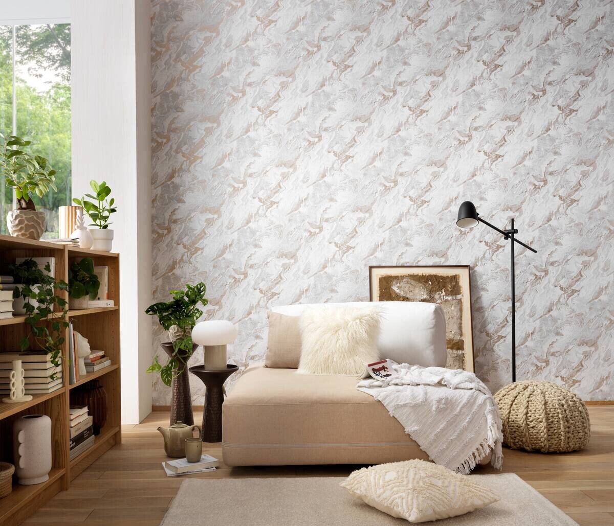 Erismann Vliestapete Marmoroptik weiß grau gold B/L: ca. 53x1005 cm