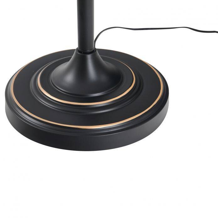 HOMCOM 3er Lampenset schwarz weiß Metall Polyester-Mischgewebe Stoff B/H/L: ca. 38x158x38 cm E27 3 Brennstellen