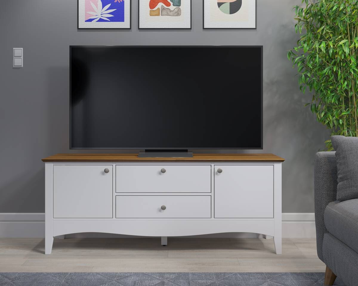 TV-Lowboard Lissabon weiß lackiert café braun lackiert B/H/T: ca. 140x58x42 cm