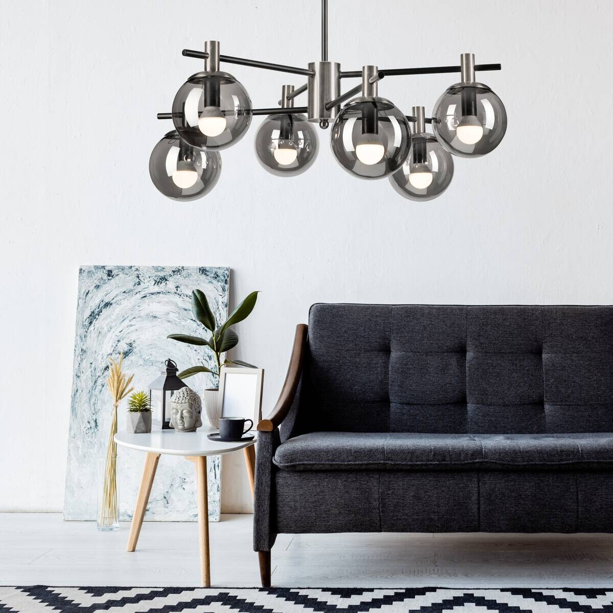 Lamkur Deckenleuchte Lilou Chrom Glas Stahl B/H/L: ca. 54x53x54 cm E14 6 Brennstellen