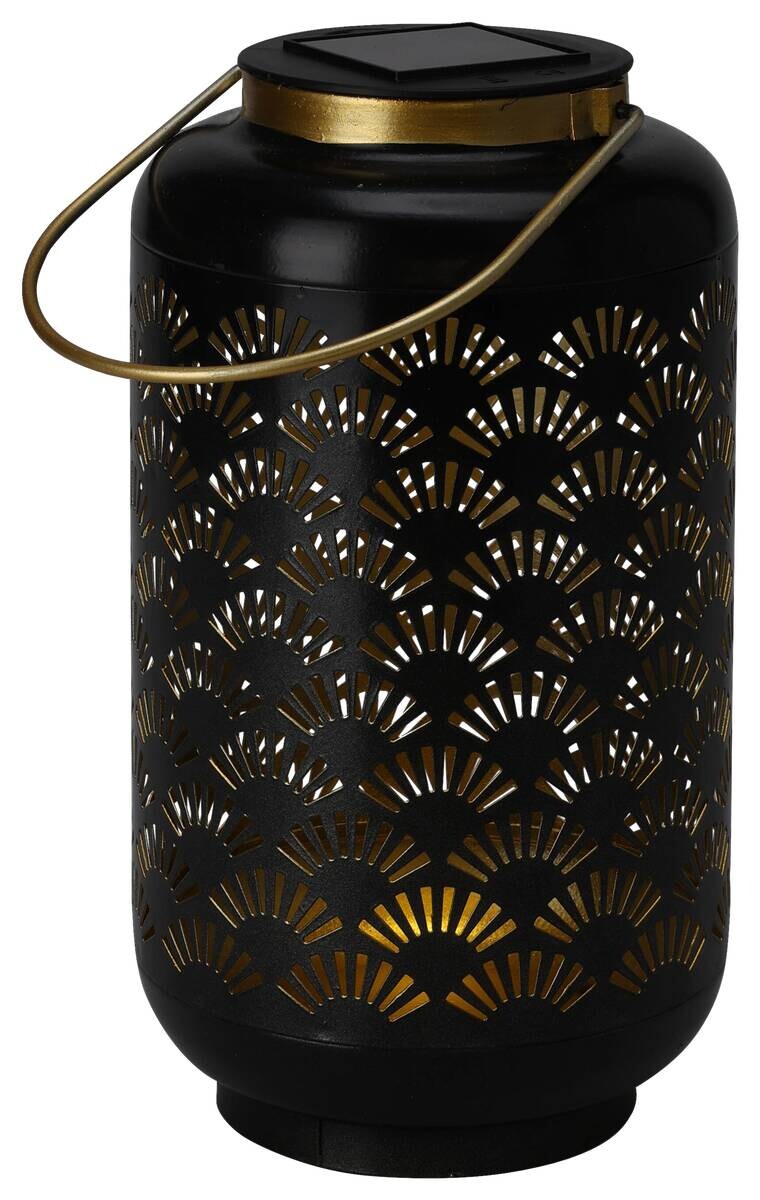 Solarlaterne schwarz Metall B/H/L: ca. 13x13x23,5 cm