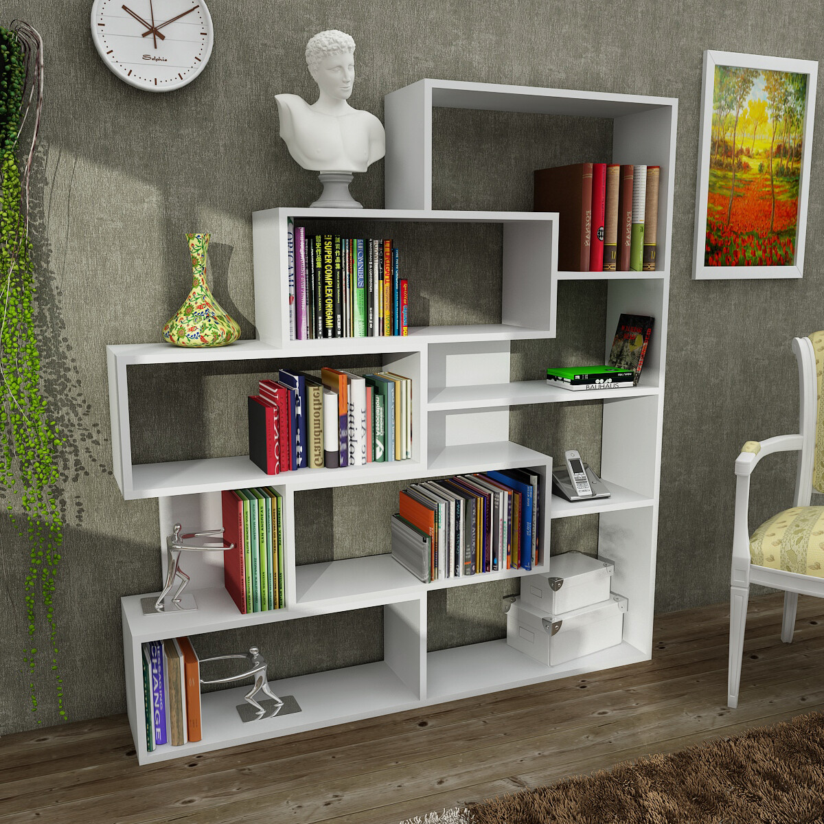 Regal Marla weiß B/H/T: ca. 139x151x22 cm