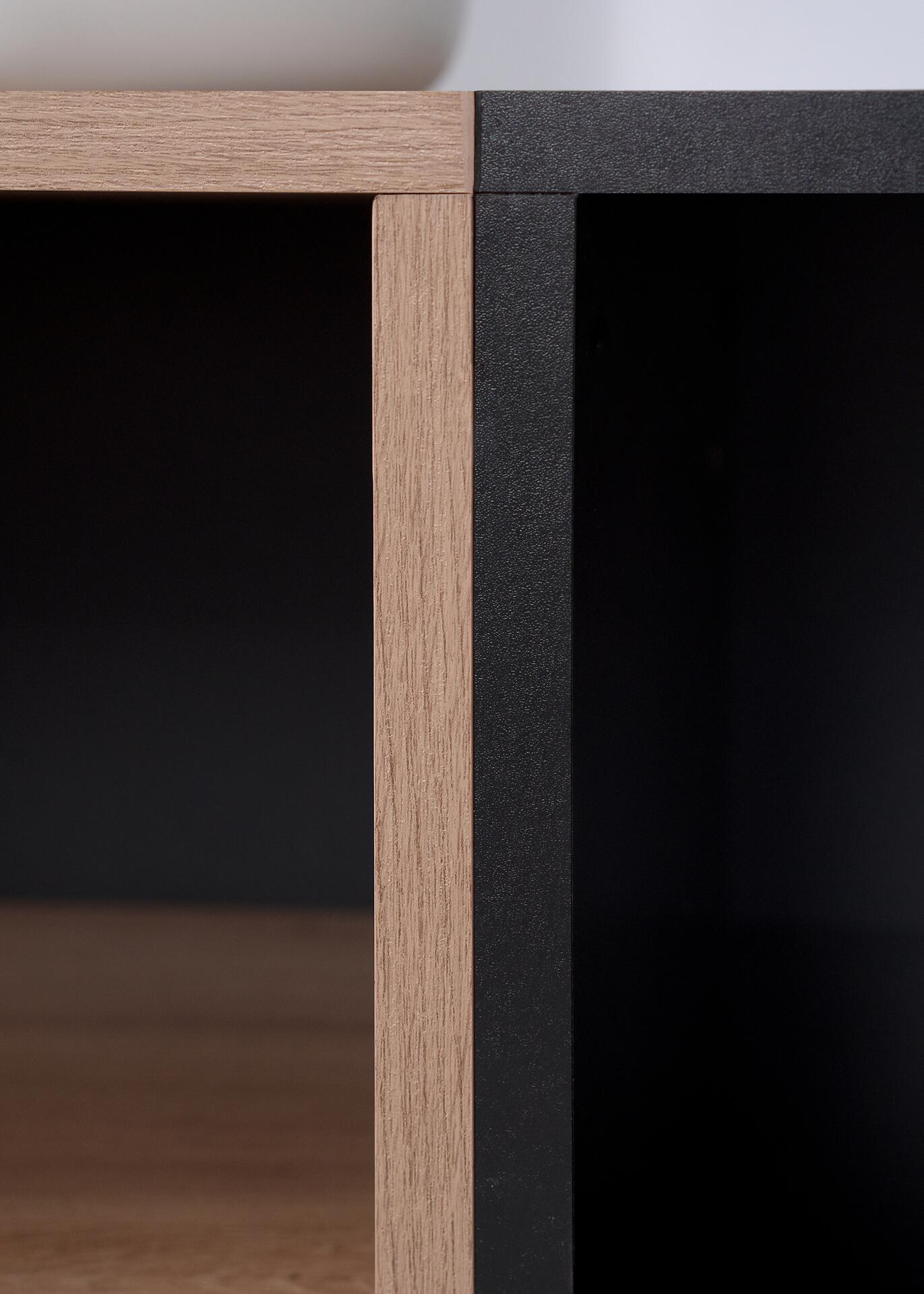 Kommode Nola Eiche Artisan Nachbildung schwarz B/H/T: ca. 80x90x42 cm