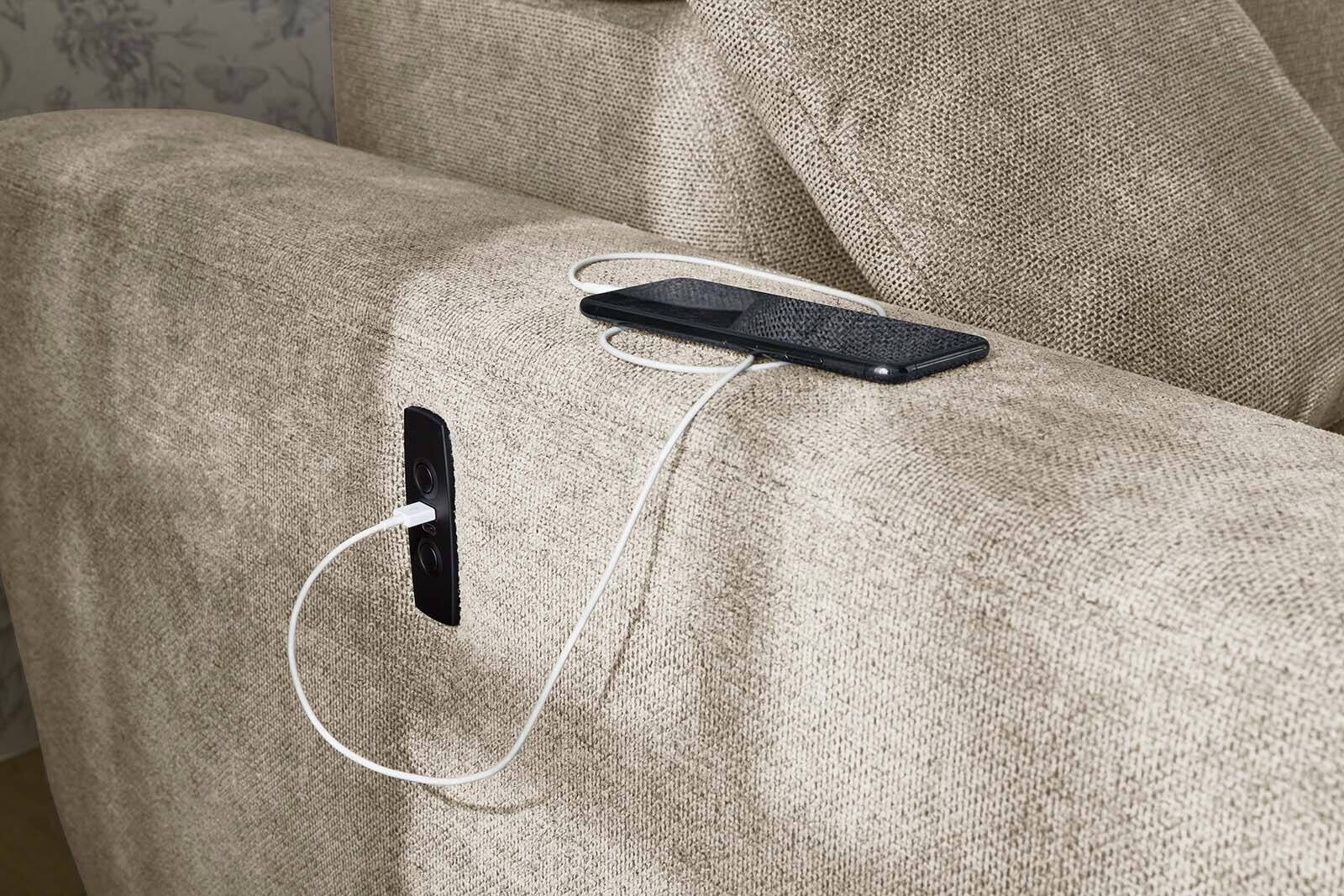 Ecksofa mit elektrischer Sitztiefenverstellung beige Microfaser B/H/T: ca. 296x105x200 cm