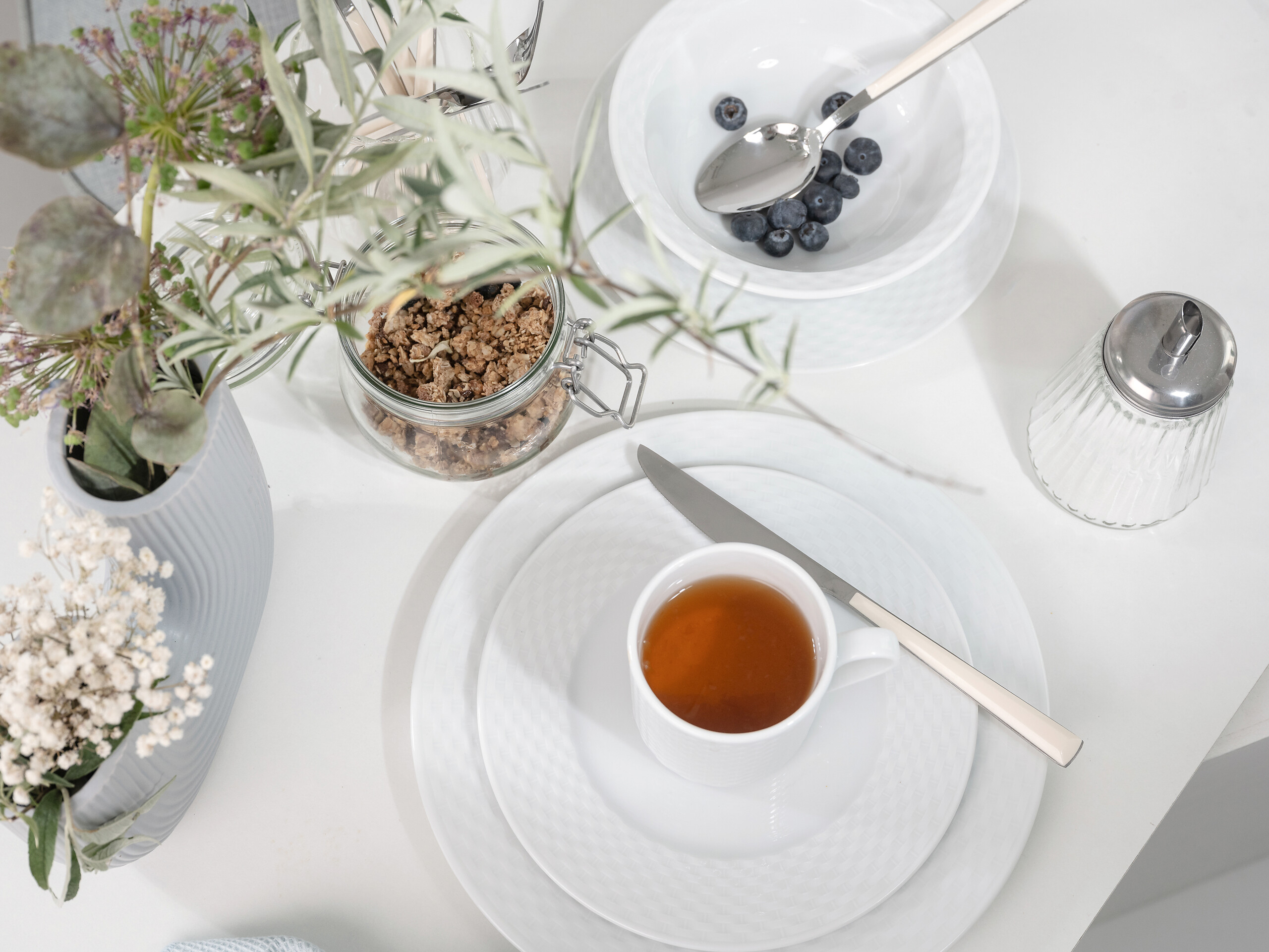 CreaTable Kombiservice Polo weiß Porzellan 16 tlg.