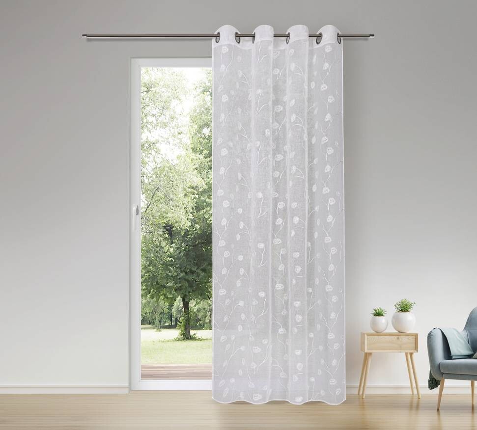 Happy Home Ösenschal Blätter weiß B/L: ca. 140x245 cm