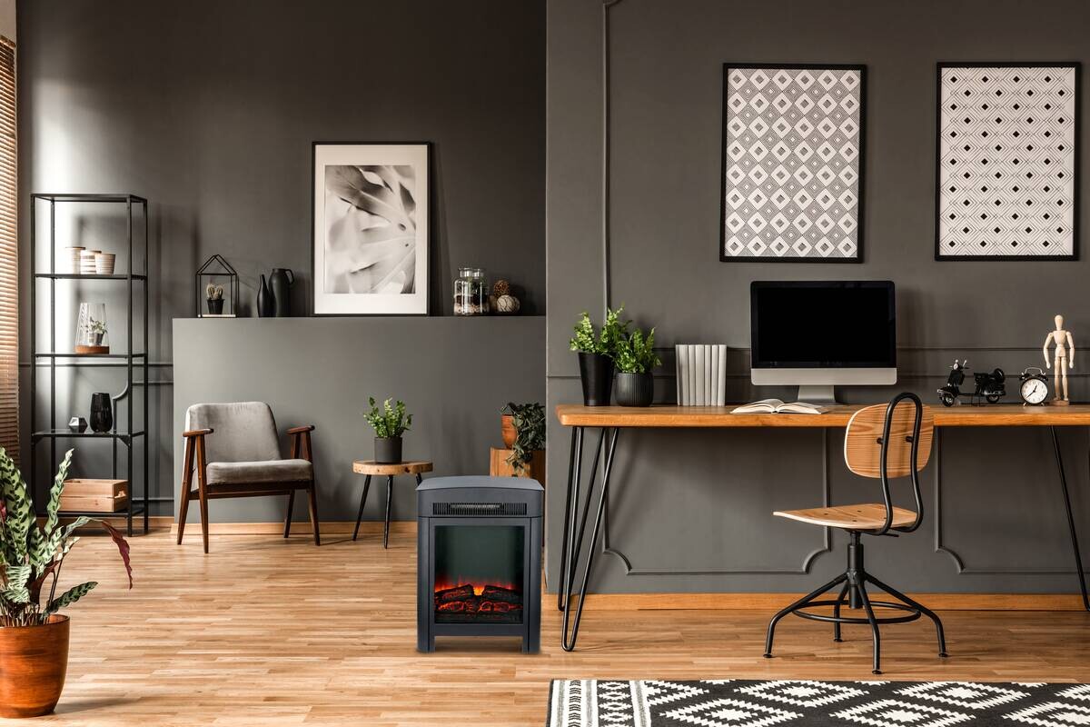 alpina Elektrokamin schwarz Metall B/H/T: ca. 59x41x26 cm ca. 1800 W