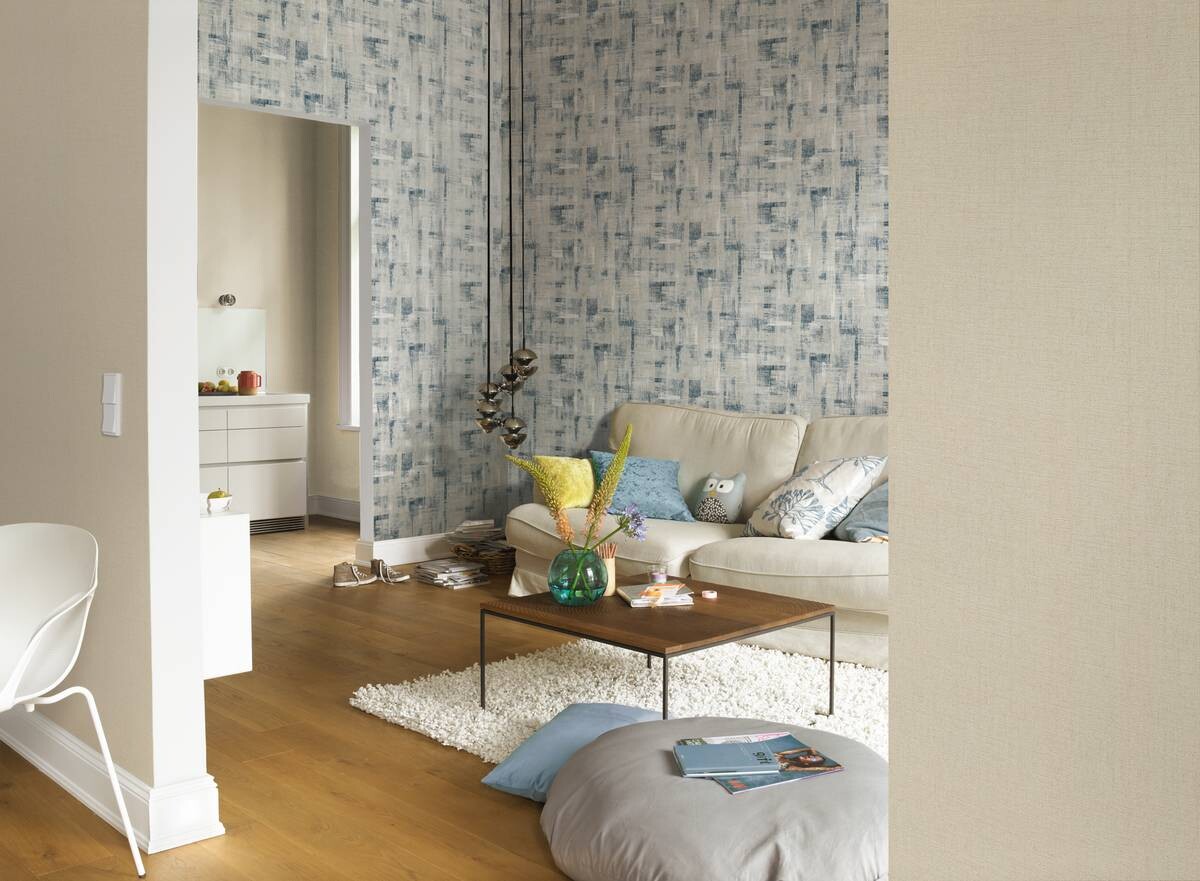 Rasch Vliestapete Struktur beige blau B/L: ca. 53x1005 cm