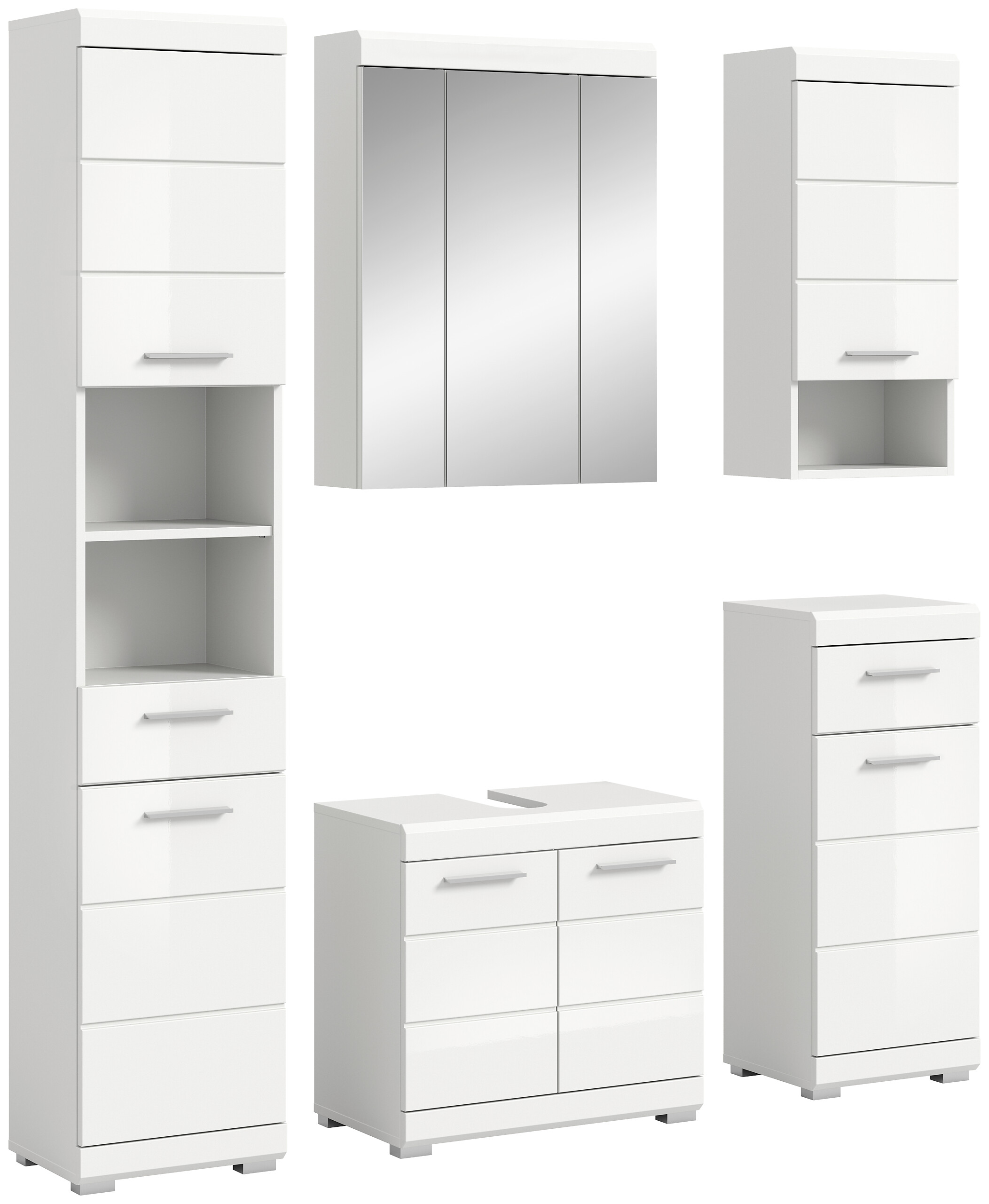 Badezimmer-Set Scout weiß weiß Hochglanz B/H/T: ca. 164x191x34 cm