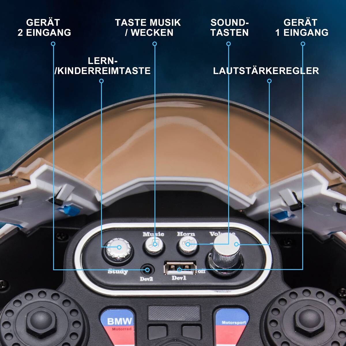 HOMCOM Kinder-Elektromotorrad blau B/H/L: ca. 42x54x82,5 cm