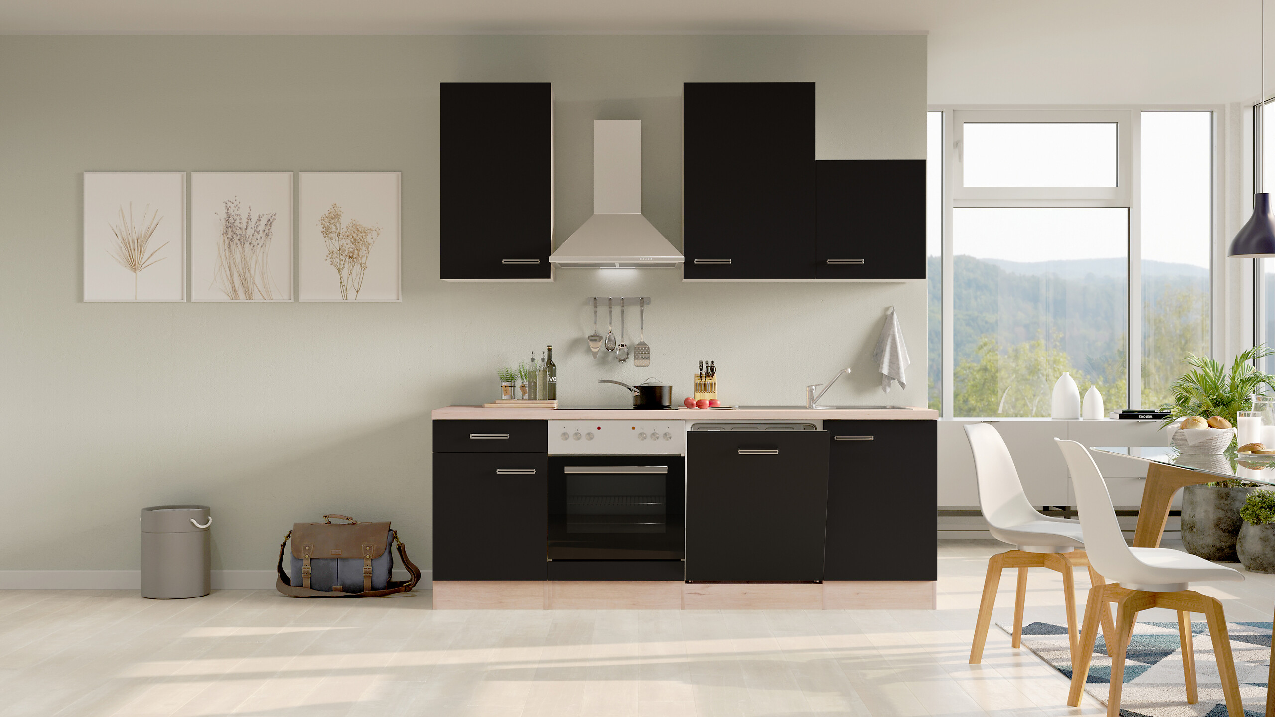 Küchenblock Elva anthrazit strukturiert B/H/T: ca. 220x234x60 cm