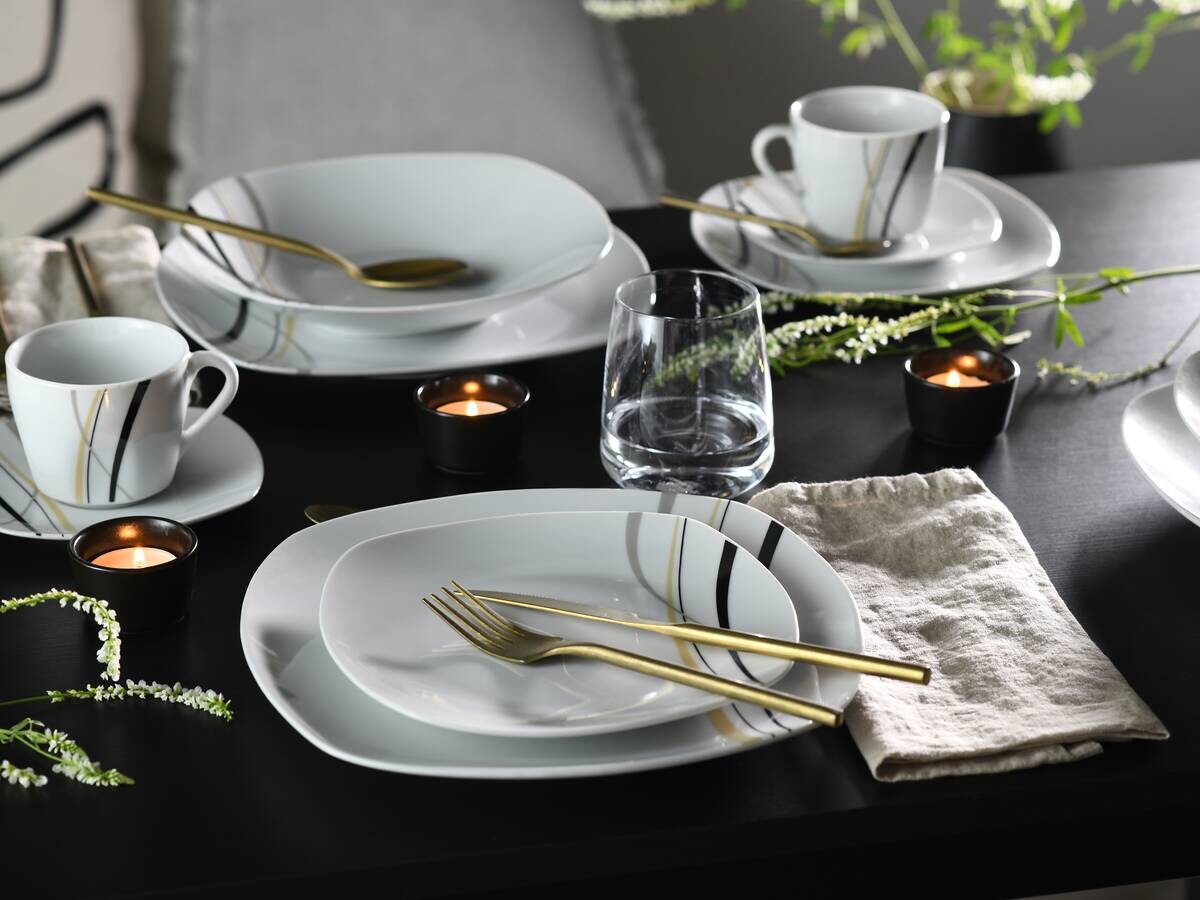 CreaTable Kombiservice Square City Line weiß Porzellan 30 tlg.