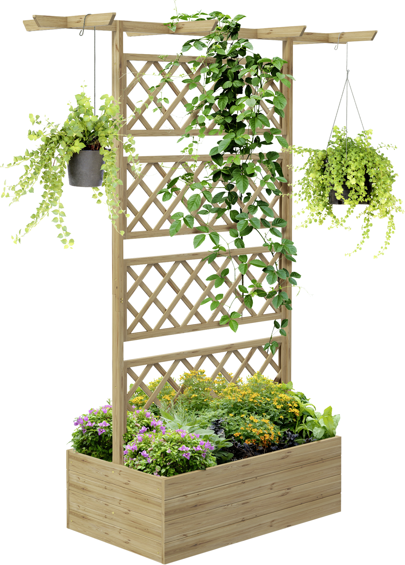 Outsunny Hochbeet natur Holz B/H/L: ca. 55x183x160 cm