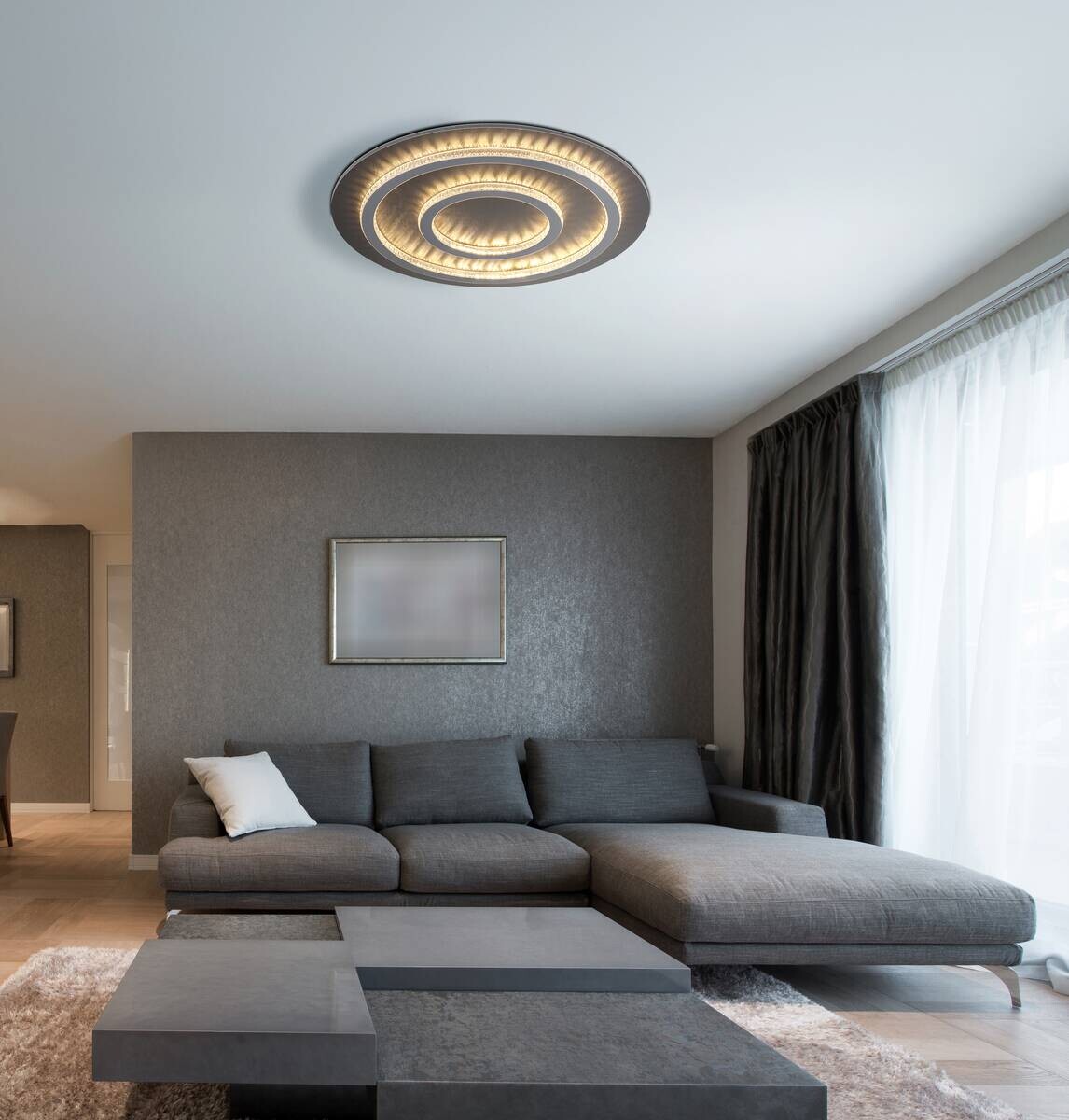 GLOBO LED-Deckenleuchte hellgrau mattschwarz anthrazit Metall Kunststoff H/D: ca. 6x55 cm 1 Brennstellen